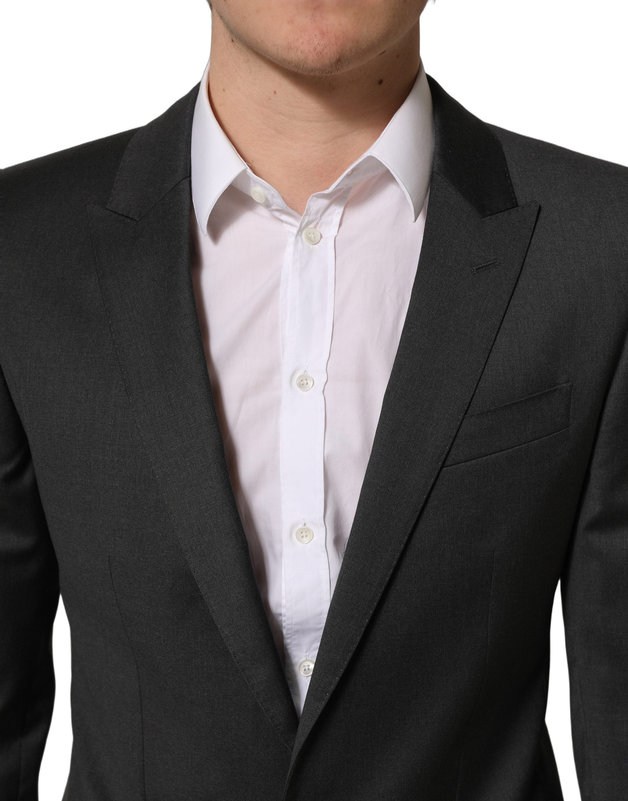Dolce & Gabbana Gray Wool Slim Fit Formal 2 Piece Men Men's Suit (Pre-Owned)