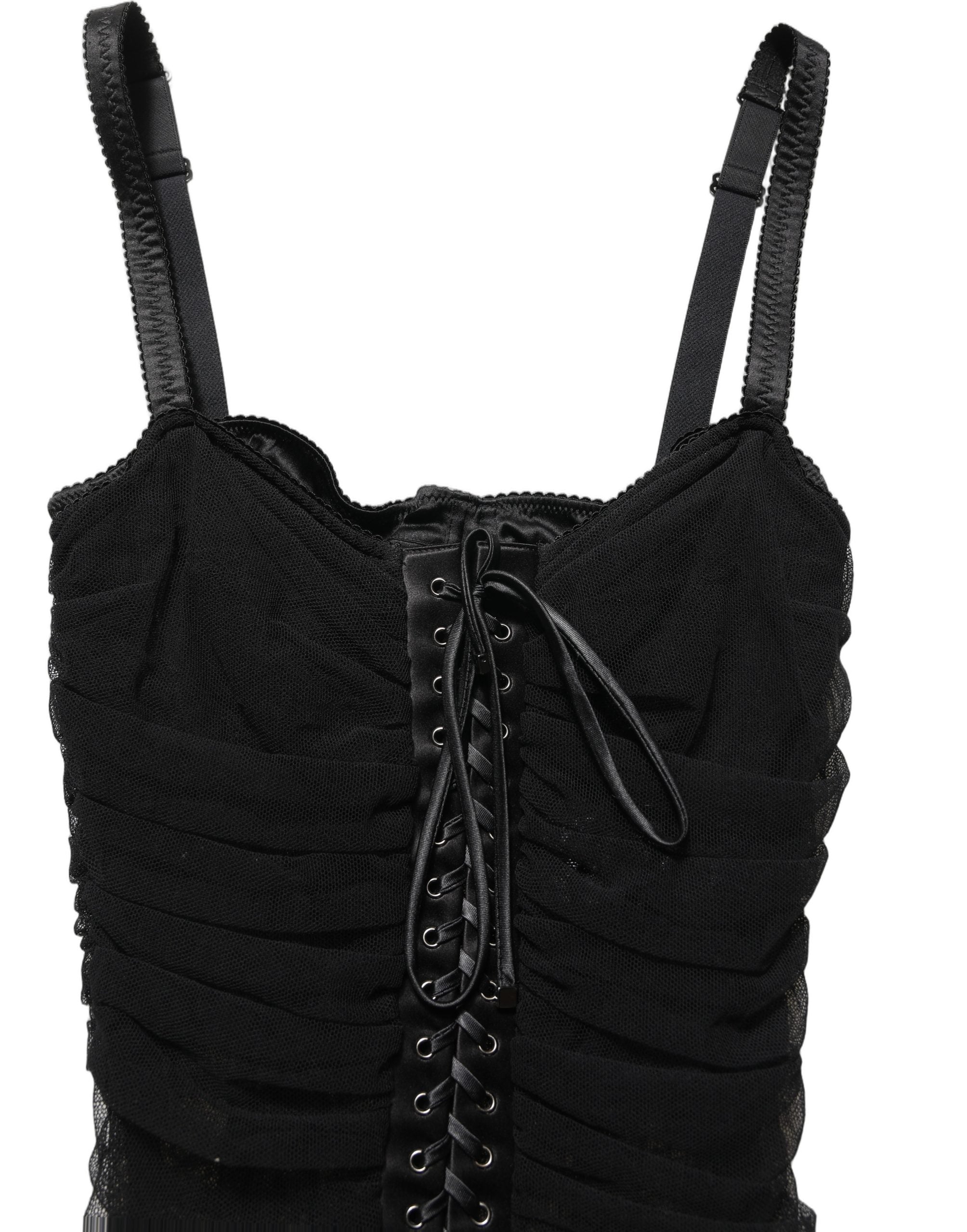 Dolce & Gabbana Black Bodycon Fitted Corset Style Mini Women's Dress