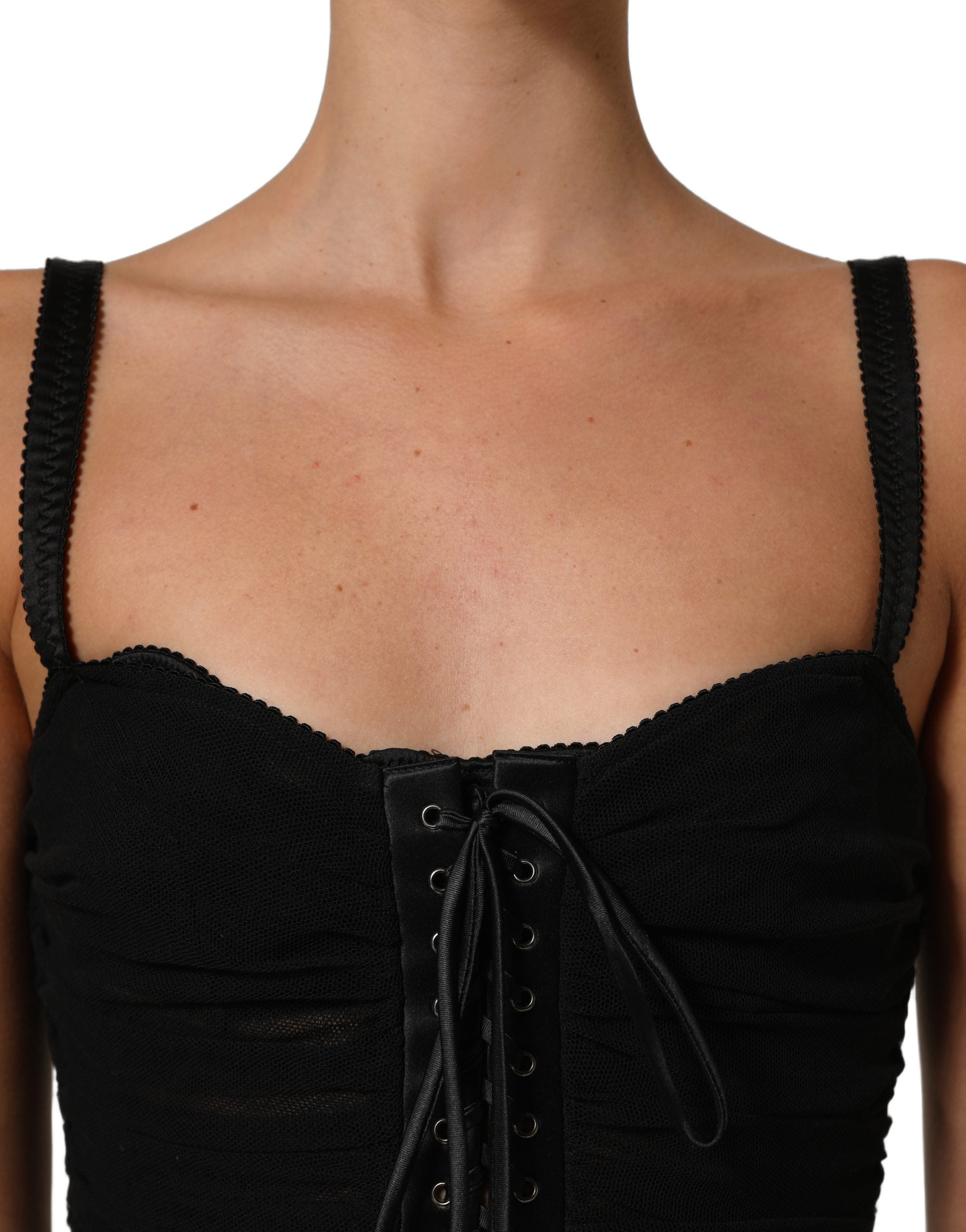 Dolce & Gabbana Black Bodycon Fitted Corset Style Mini Women's Dress