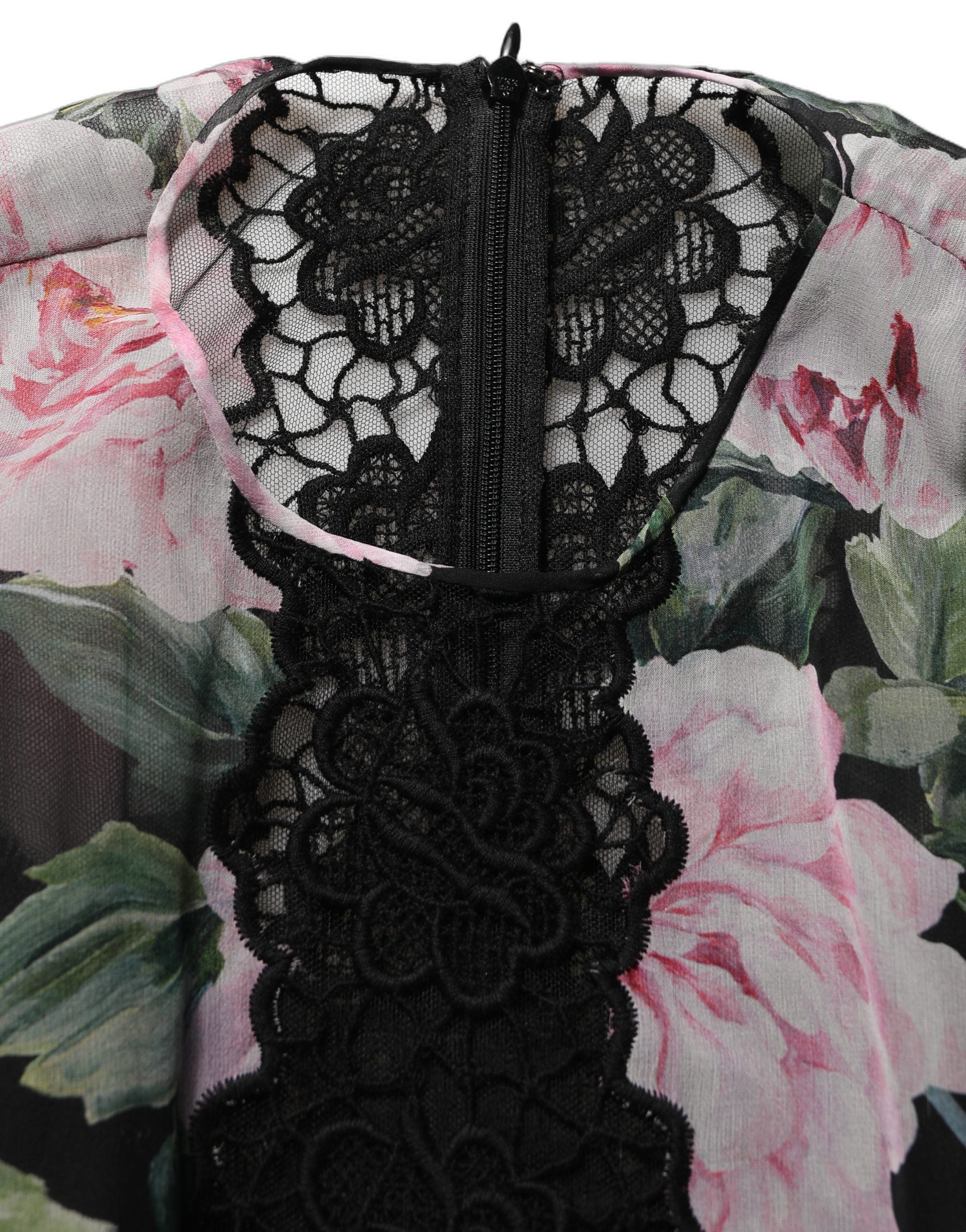 Dolce & Gabbana Black Floral Print Cotton Lace Maxi Women's Dress (Pre-Owned)
