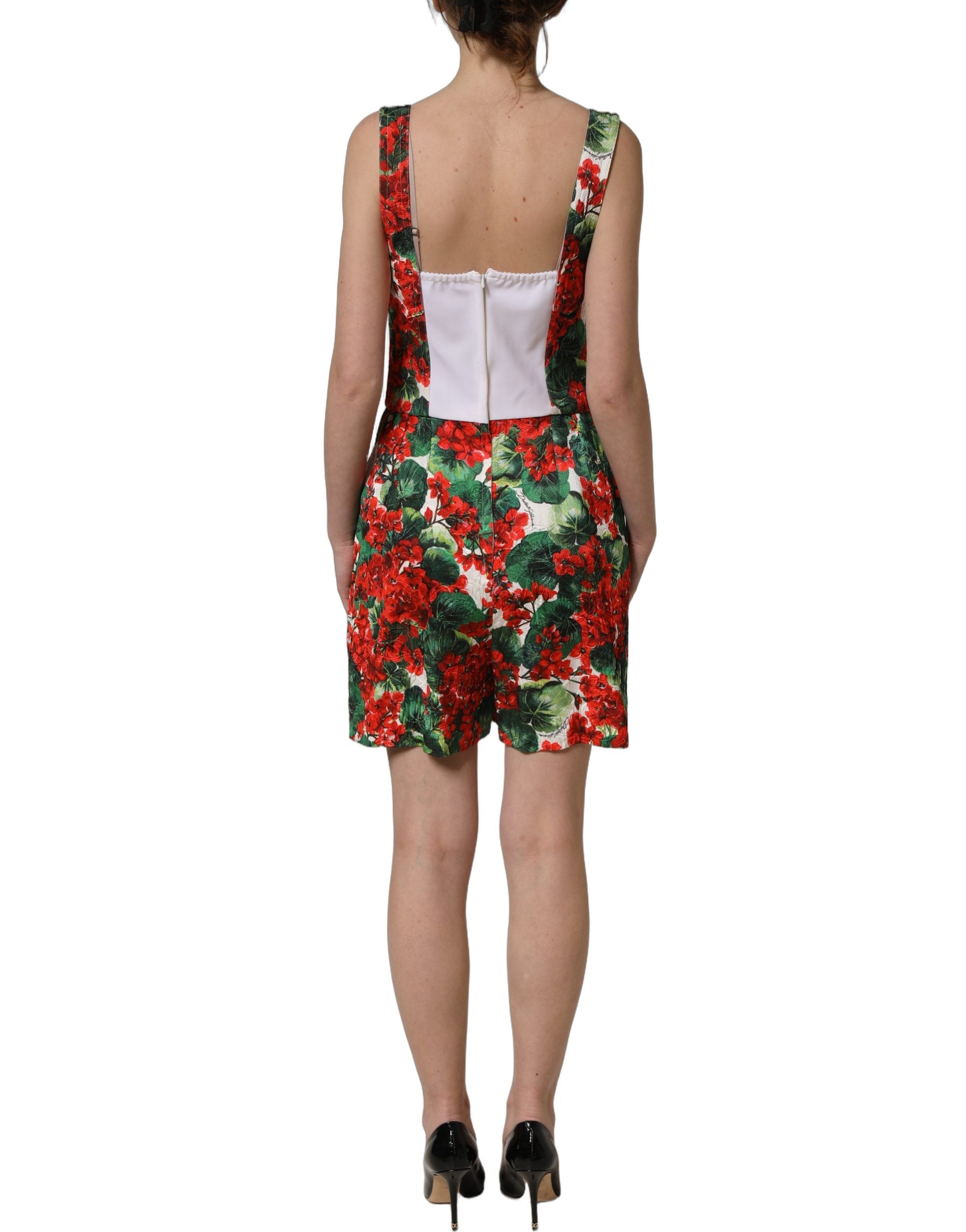 Dolce & Gabbana Multicolor Geranium Print A-line Mini Women's Dress