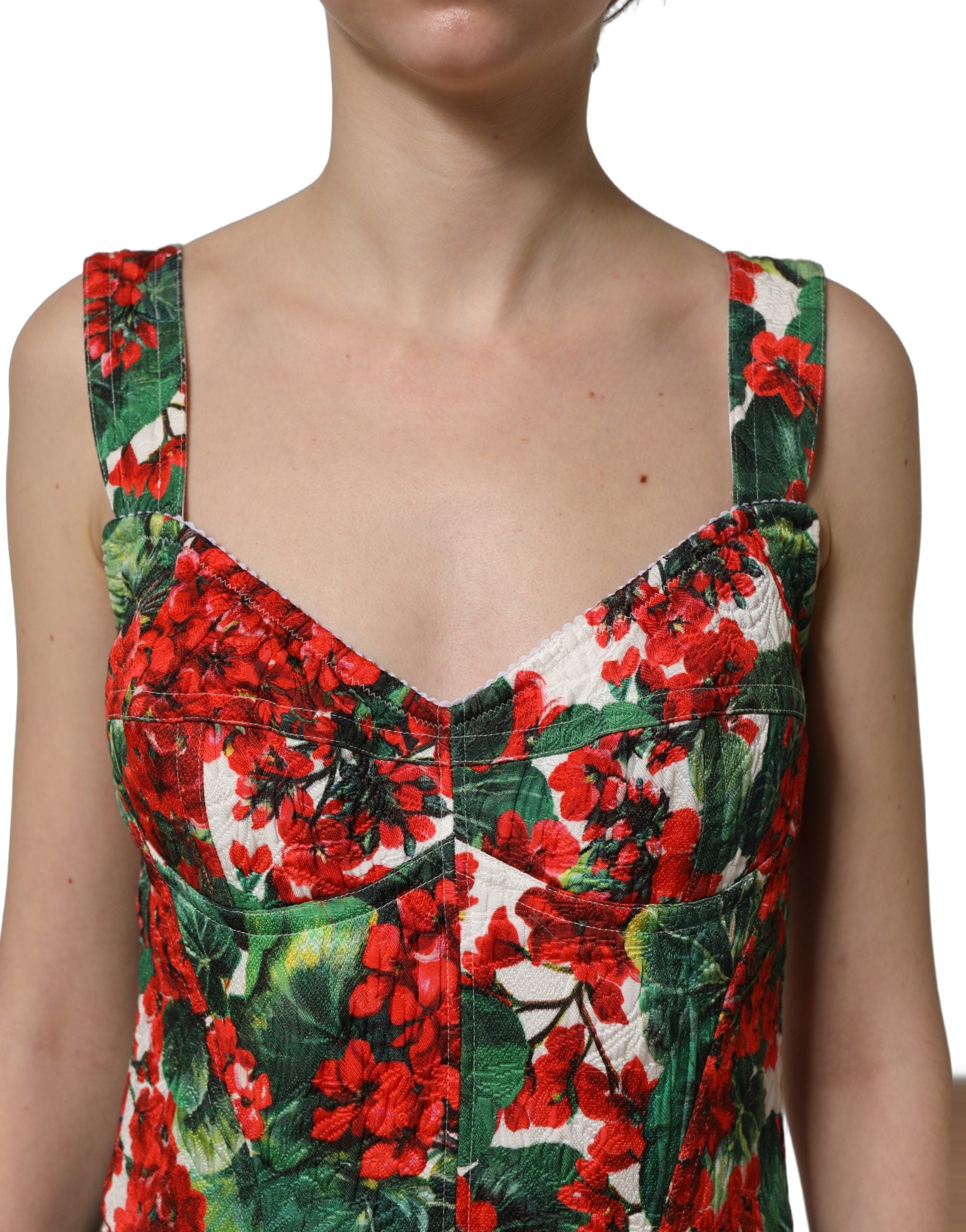 Dolce & Gabbana Multicolor Geranium Print A-line Mini Women's Dress