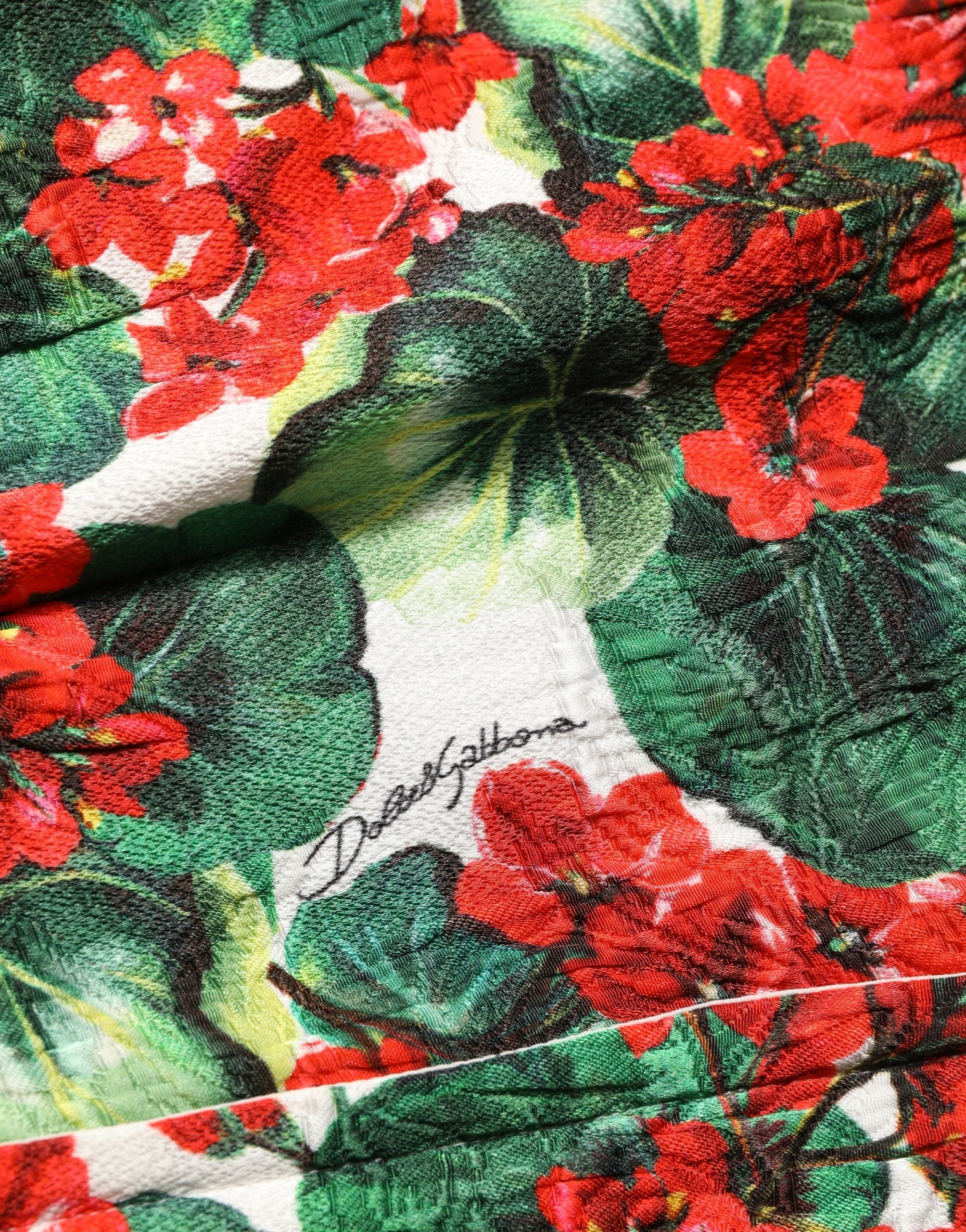 Dolce & Gabbana Multicolor Geranium Print A-line Mini Women's Dress