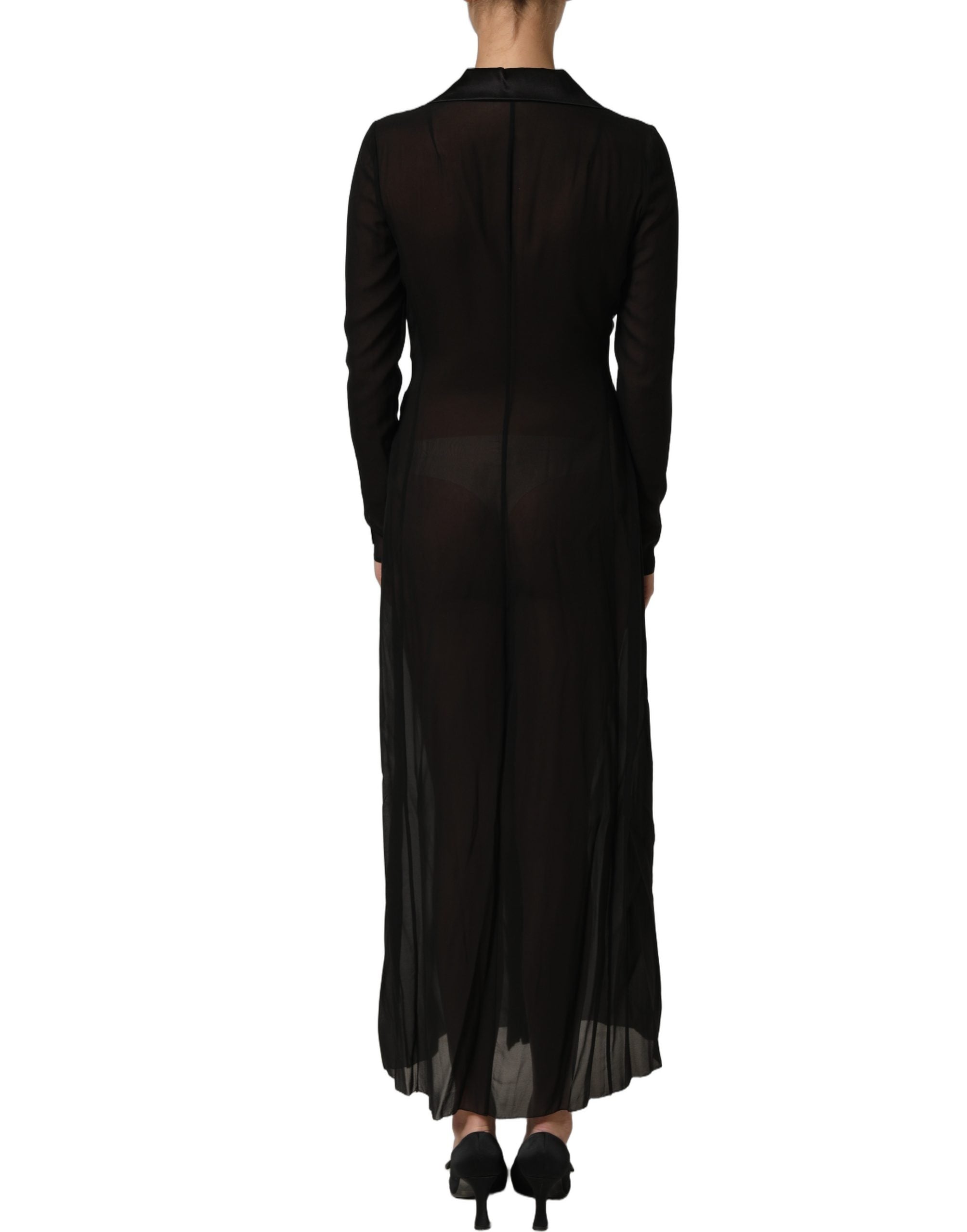 Dolce & Gabbana Black Silk Sheer Chiffon Long Maxi Women's Dress