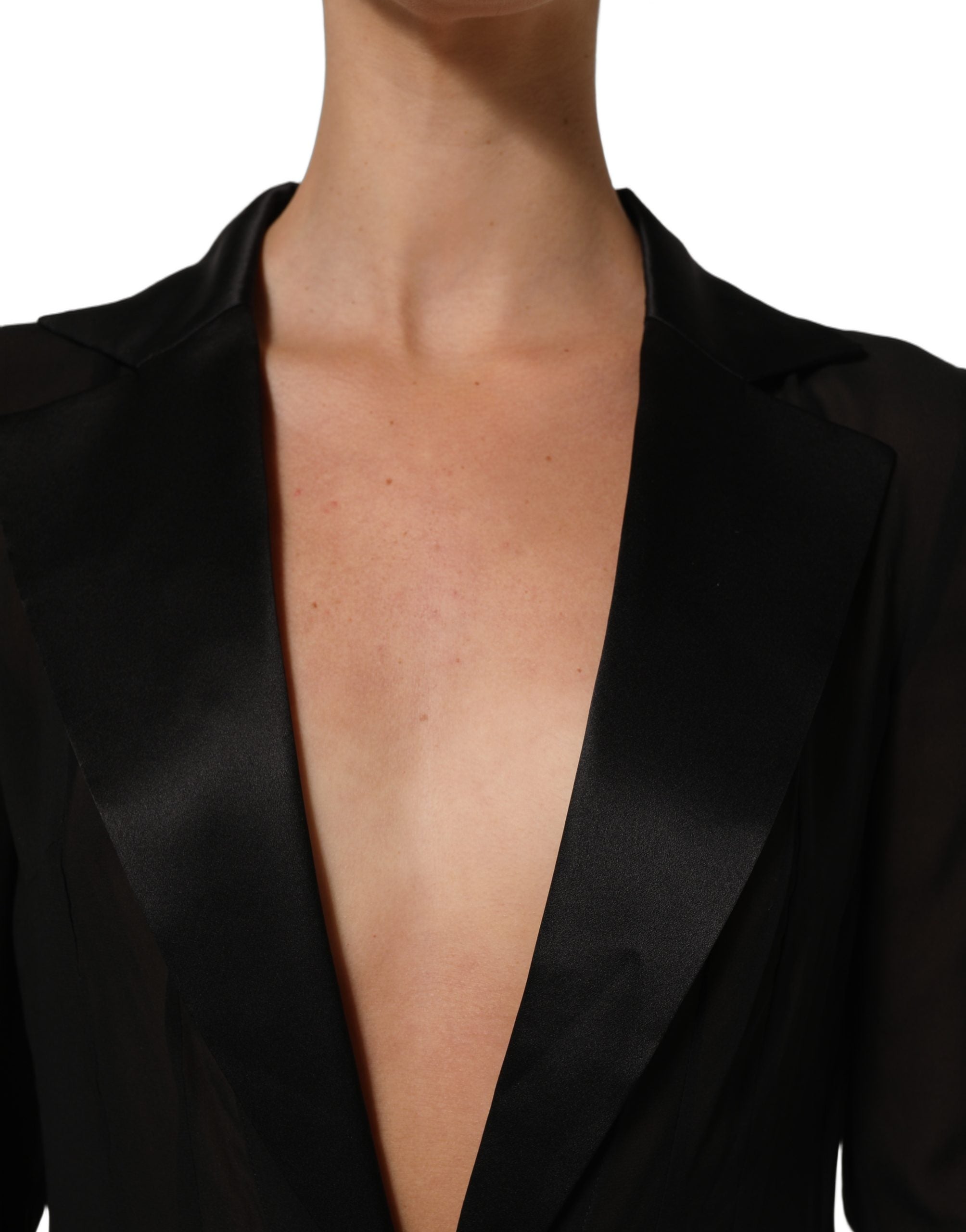 Dolce & Gabbana Black Silk Sheer Chiffon Long Maxi Women's Dress