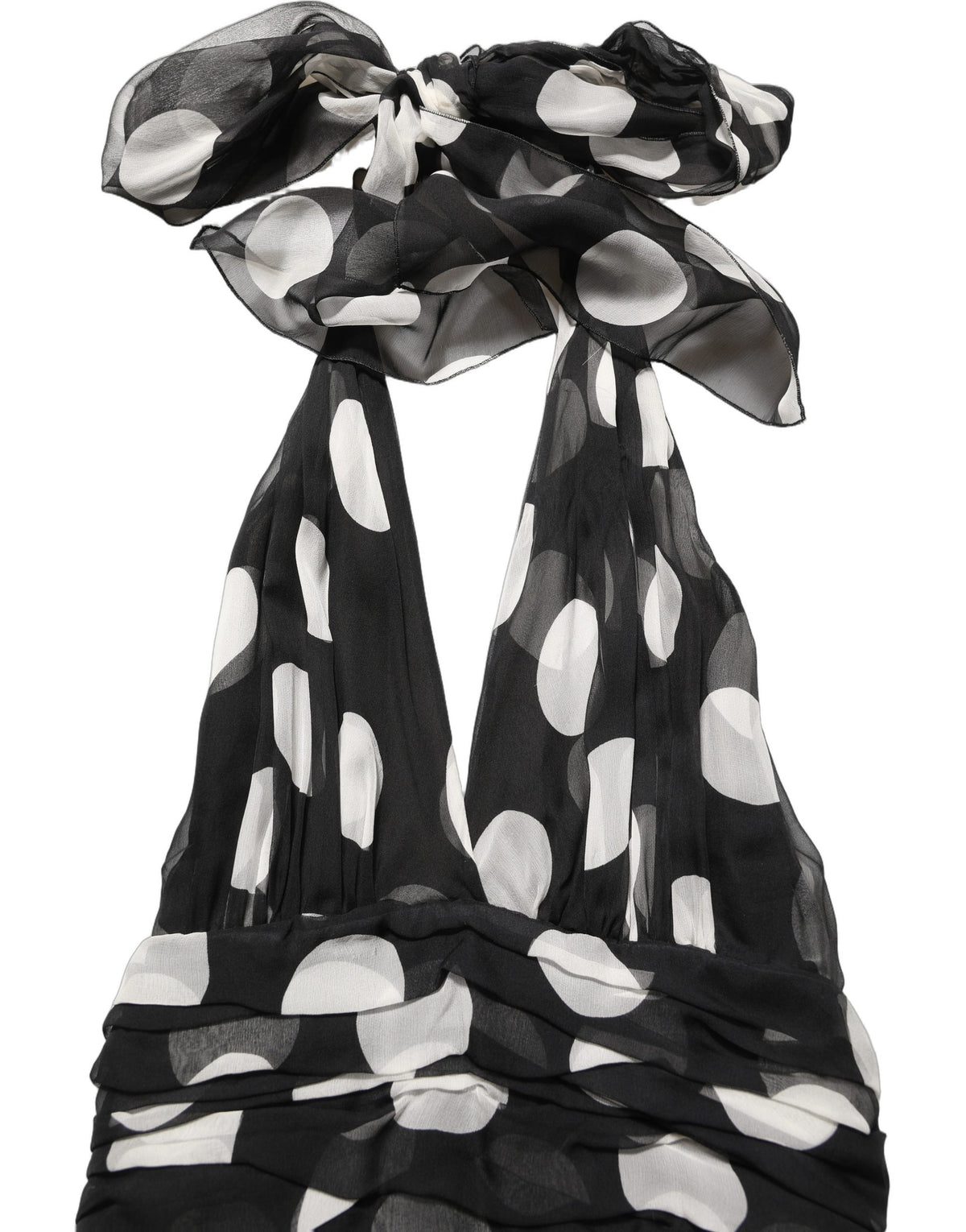 Dolce & Gabbana Black White Polka Dot Pleated Maxi Women's Dress (Pre-Owned)