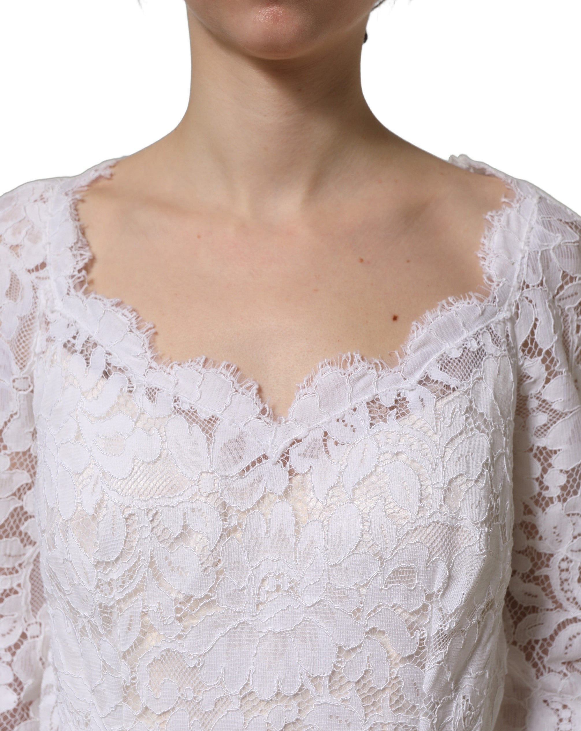 Dolce & Gabbana White Floral Lace Mermaid Long Gown Women's Dress