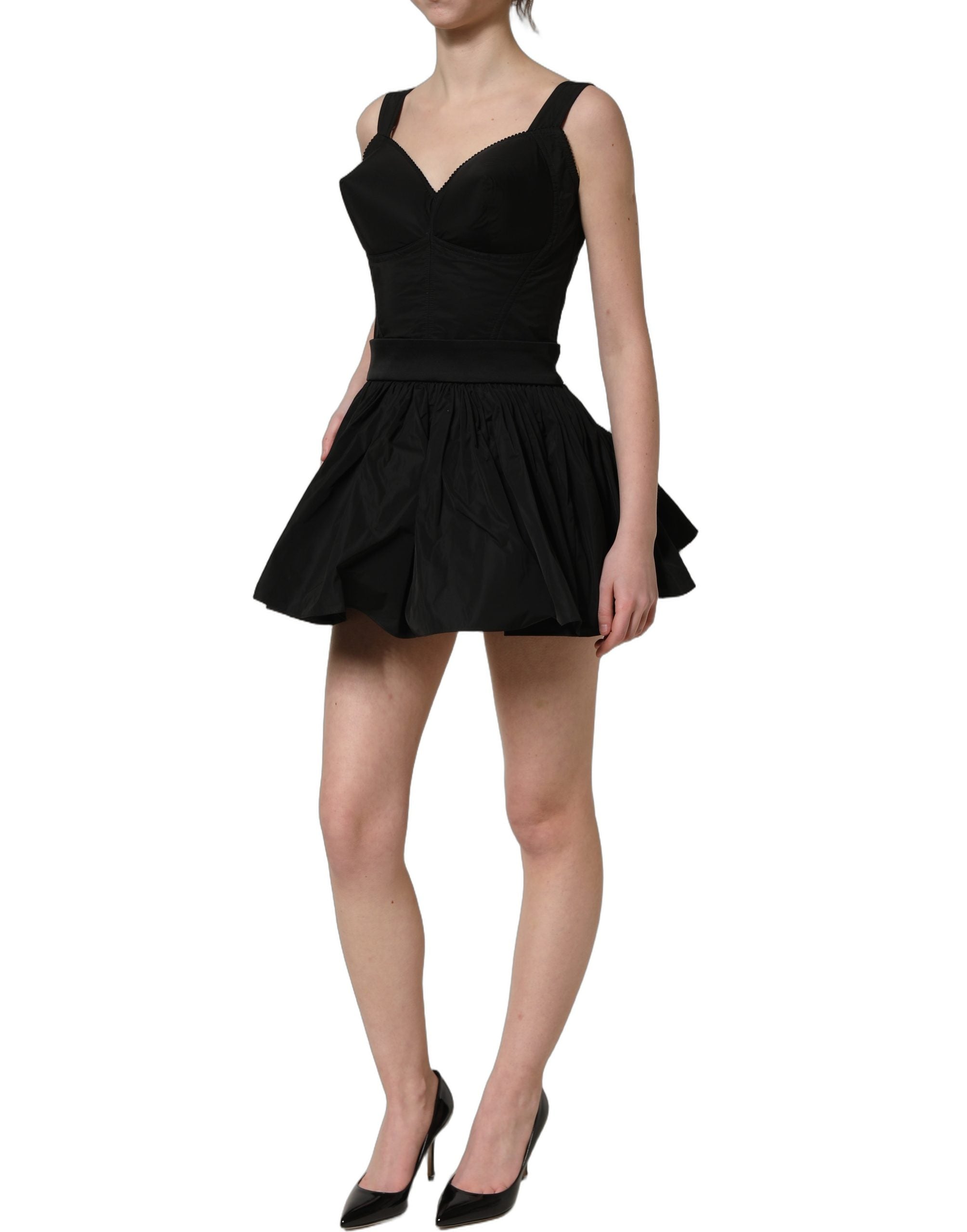 Dolce & Gabbana Black Nylon A-Line Sleeveless Mini Women's Dress