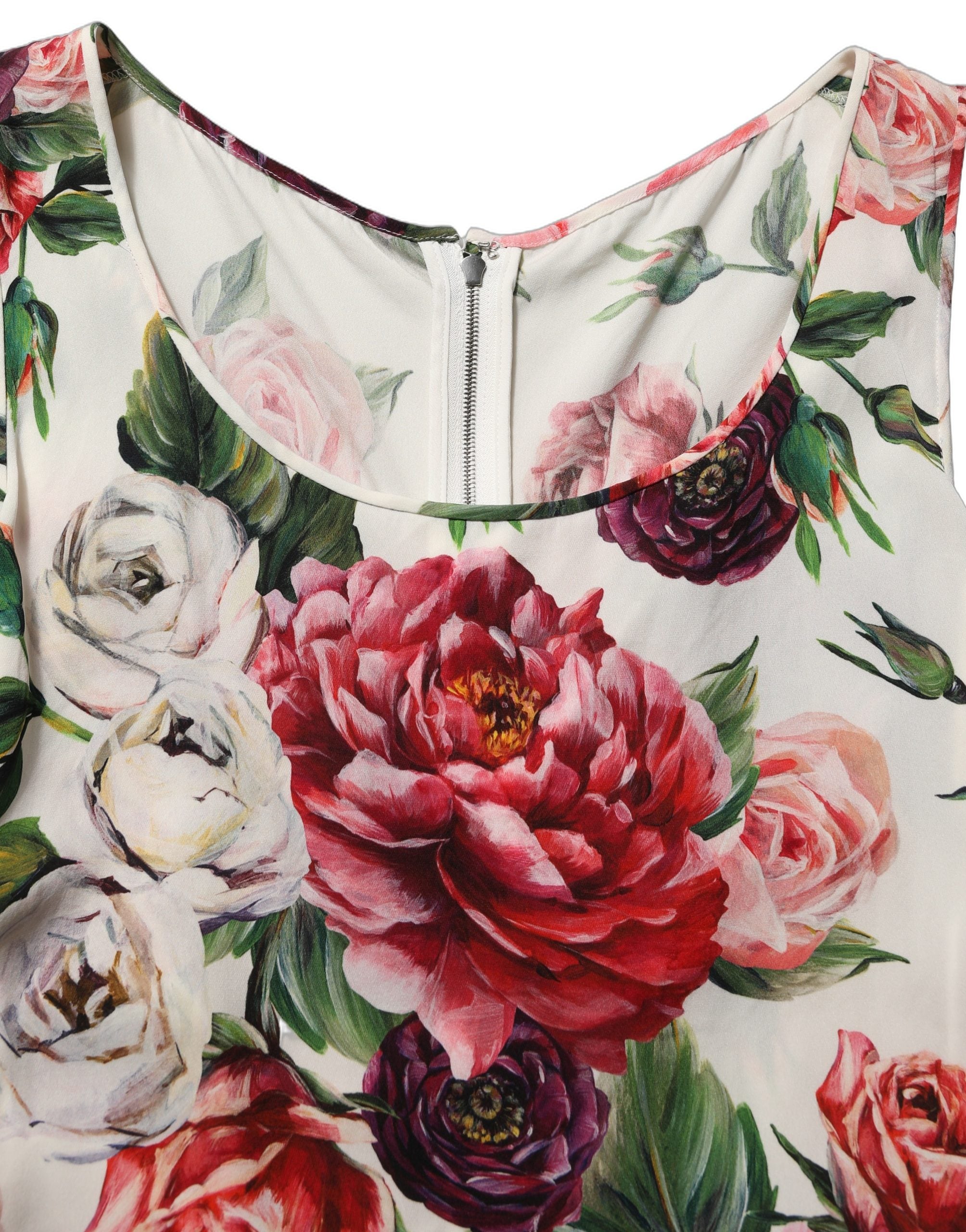 Dolce & Gabbana White Floral Sheath Sleeveless Mini Women's Dress (Pre-Owned)