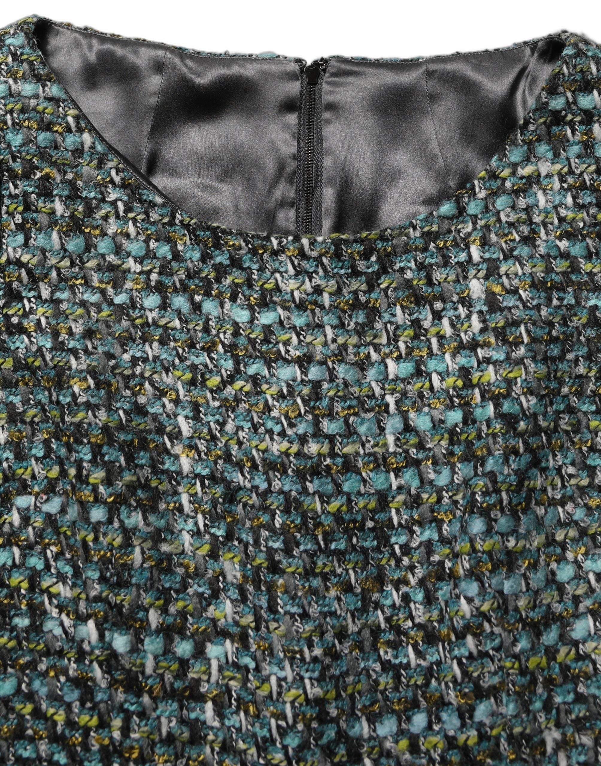 Dolce & Gabbana Multicolor Tweed Belted Babydoll Mini Women's Dress