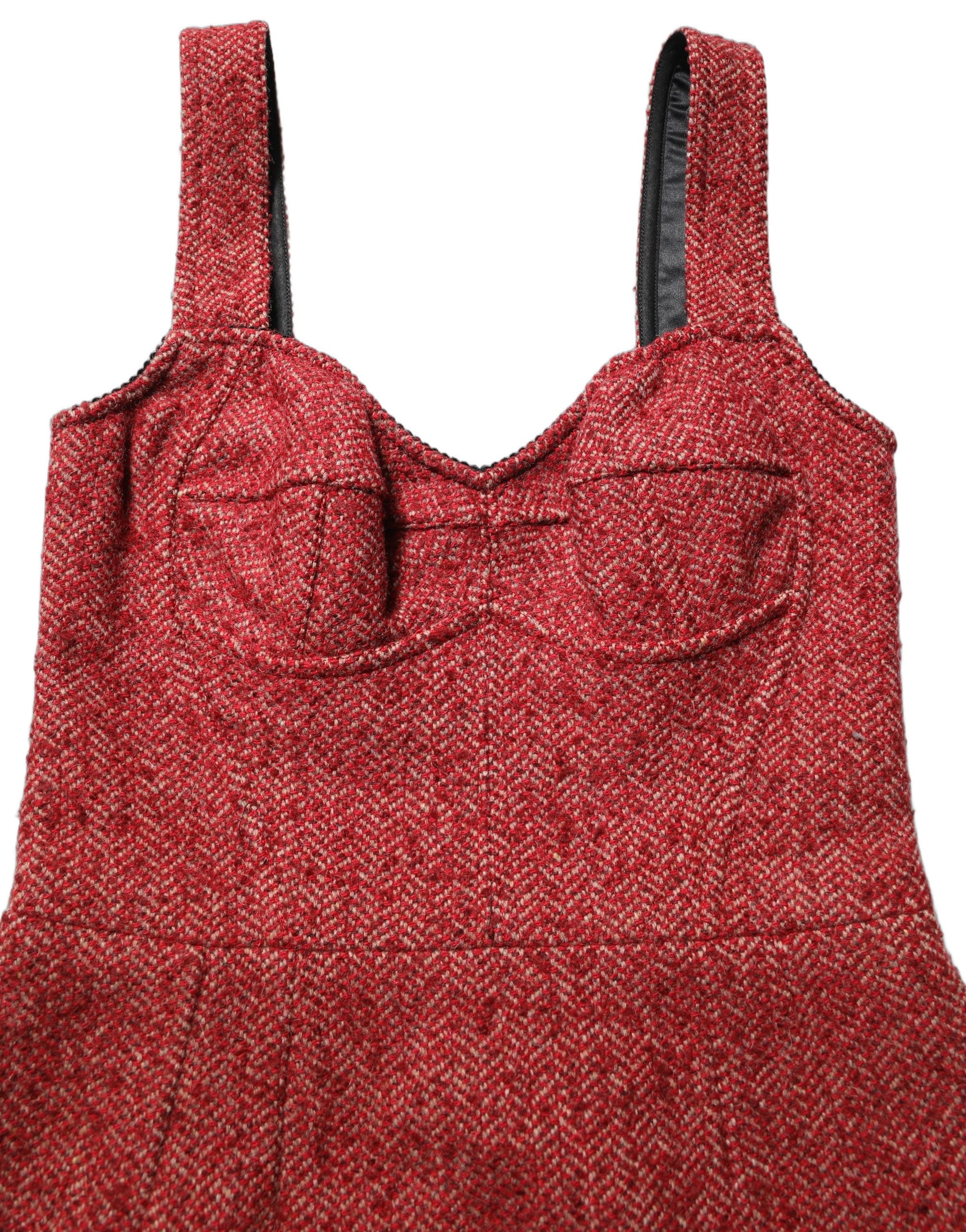 Dolce & Gabbana Multicolor Tweed Belted Babydoll Mini Women's Dress