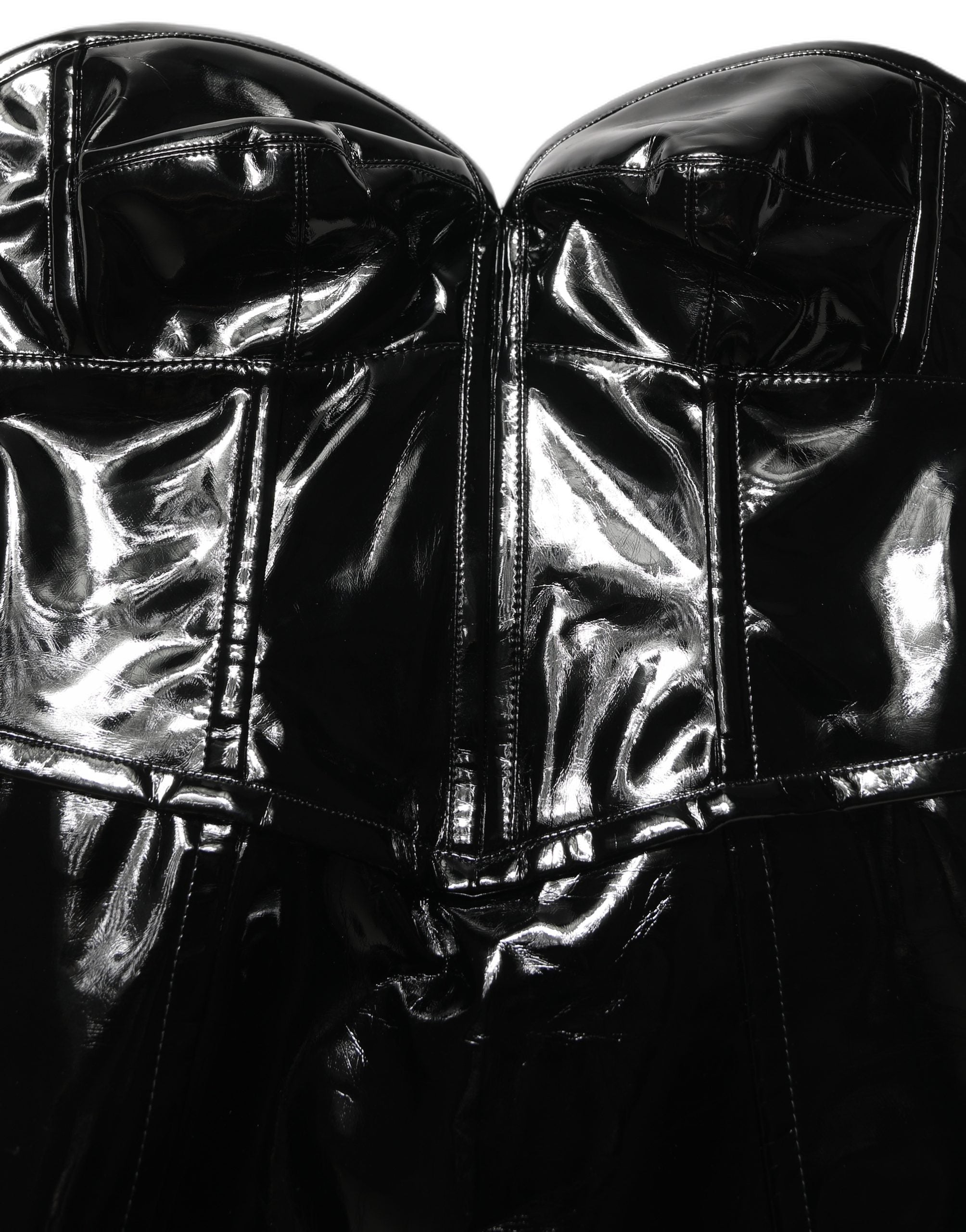 Dolce & Gabbana Black Patent Leather Corset Style Mini Women's Dress
