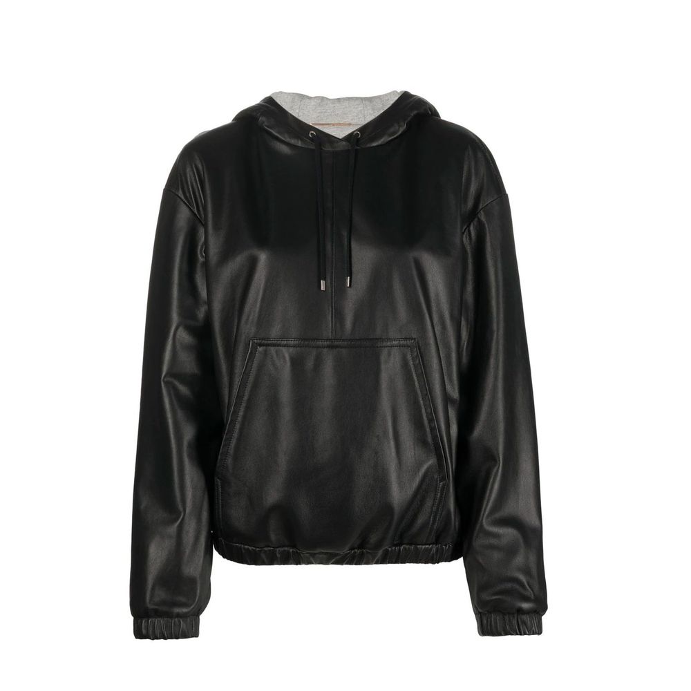 Saint Laurent Black Leather Tank Women's Tops