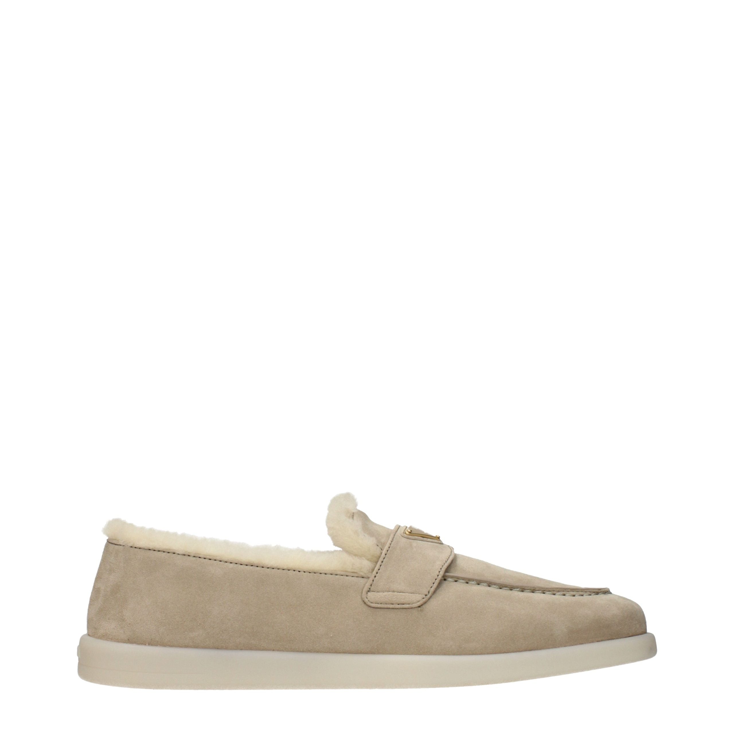 Prada Beige Leather Slip-On Women's Loafers