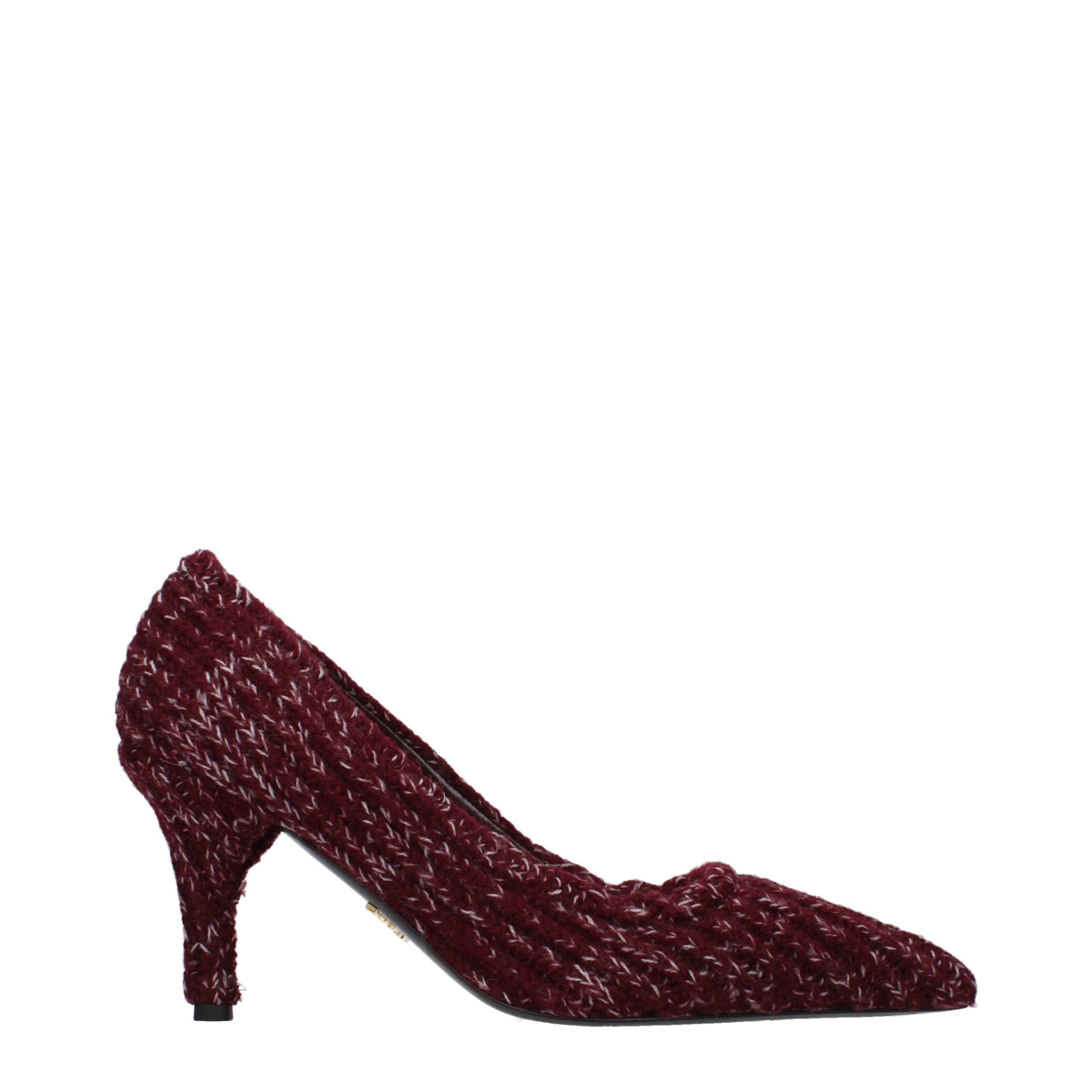Prada Red Fabric Mid Heel Women's Pumps