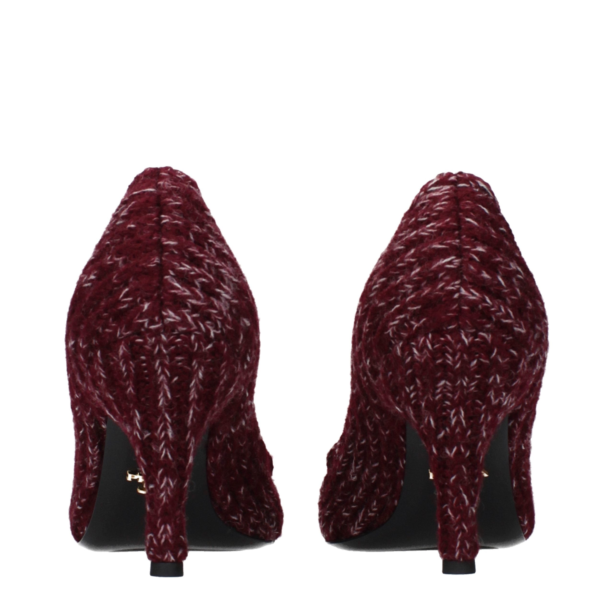 Prada Red Fabric Mid Heel Women's Pumps