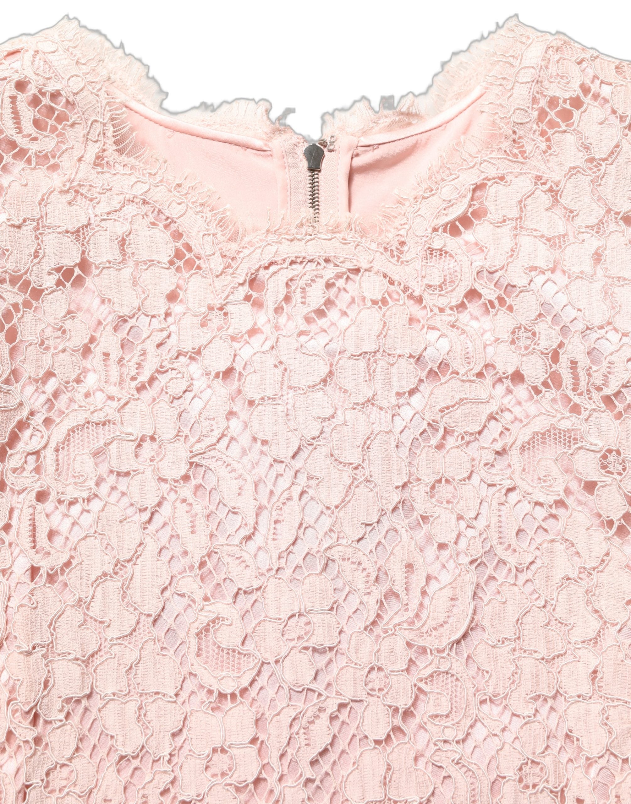 Dolce & Gabbana Pink Cotton Floral Lace Sleeveless Mini Women's Dress