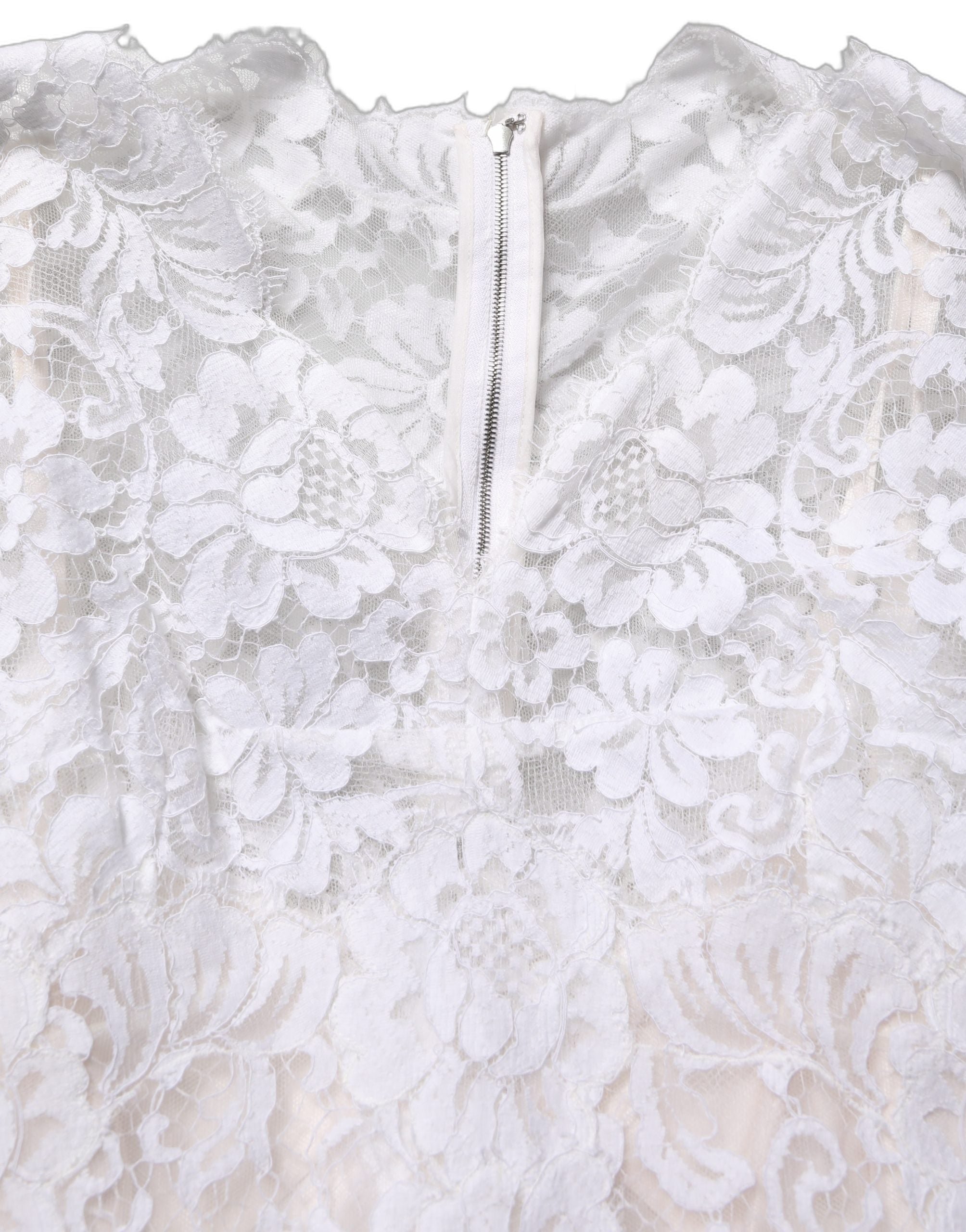 Dolce & Gabbana White Cotton Floral Lace Long Gown Women's Dress