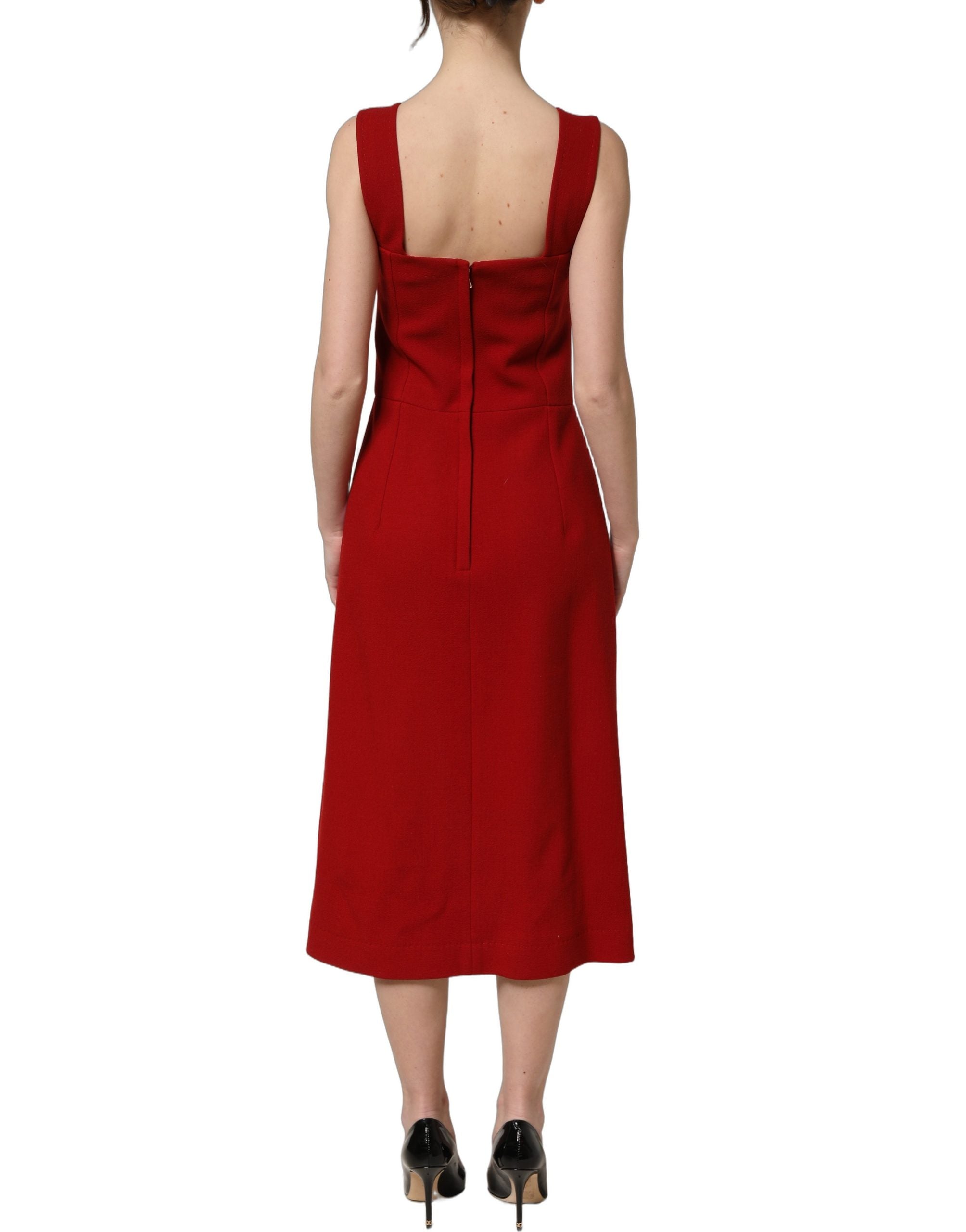 Dolce & Gabbana Two Tone Pink Wool Sleeveless Midi Women's Dress