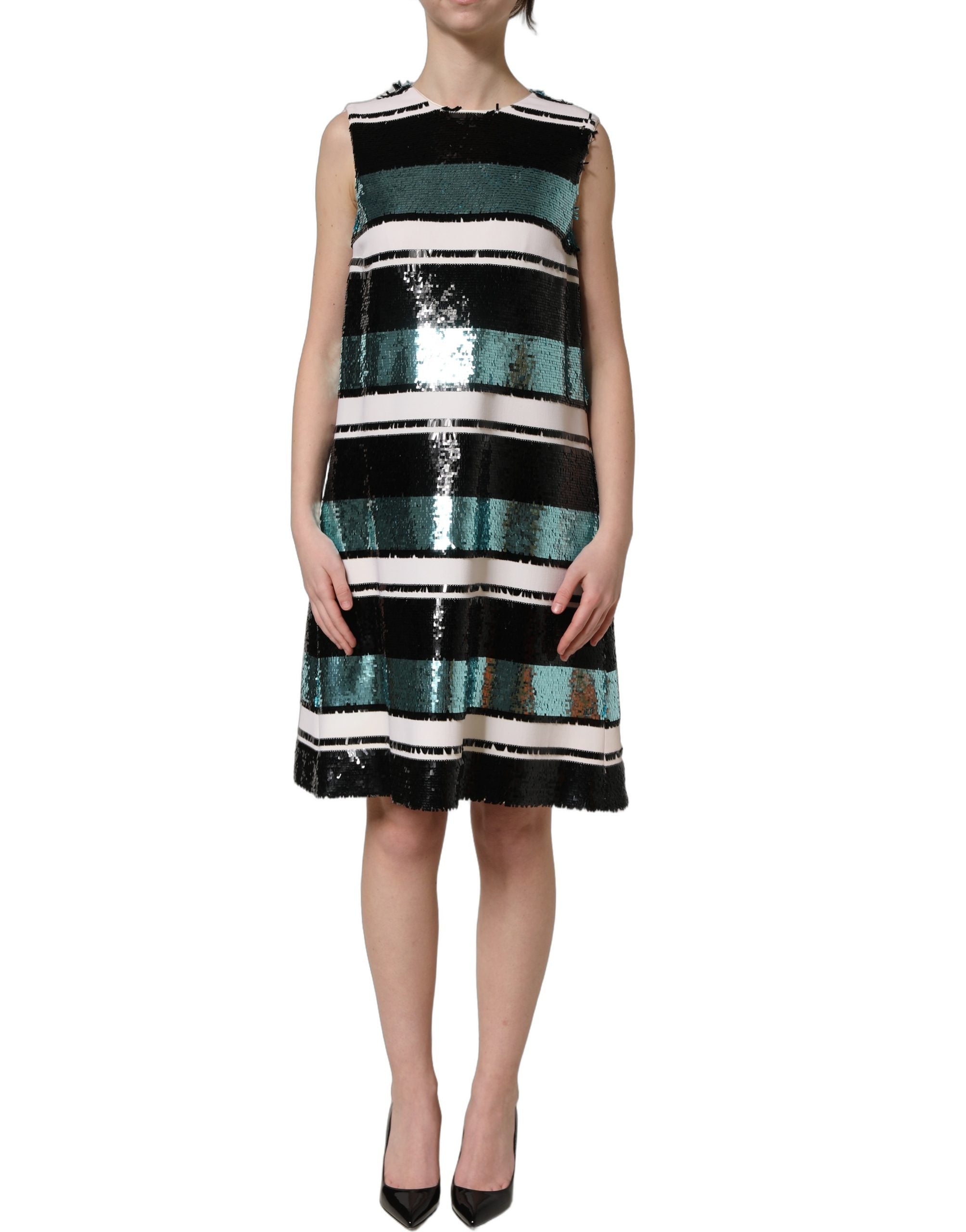 Dolce & Gabbana Multicolor Sequined Sleeveless Shift Women's Dress