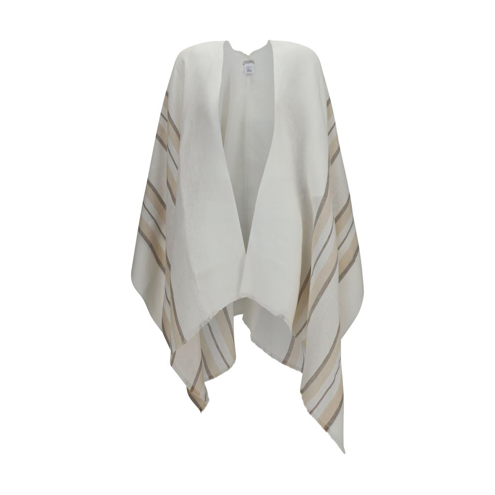 Brunello Cucinelli Beige Linen Women's Poncho