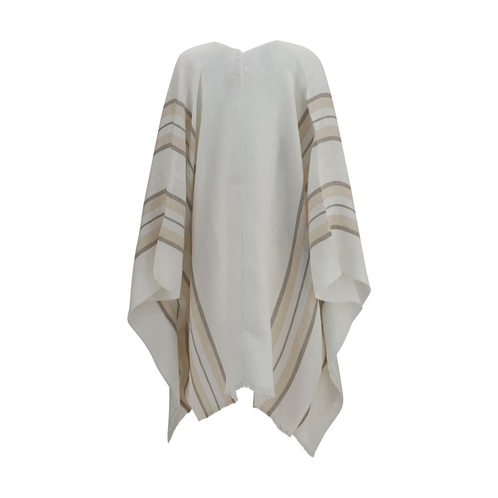 Brunello Cucinelli Beige Linen Women's Poncho