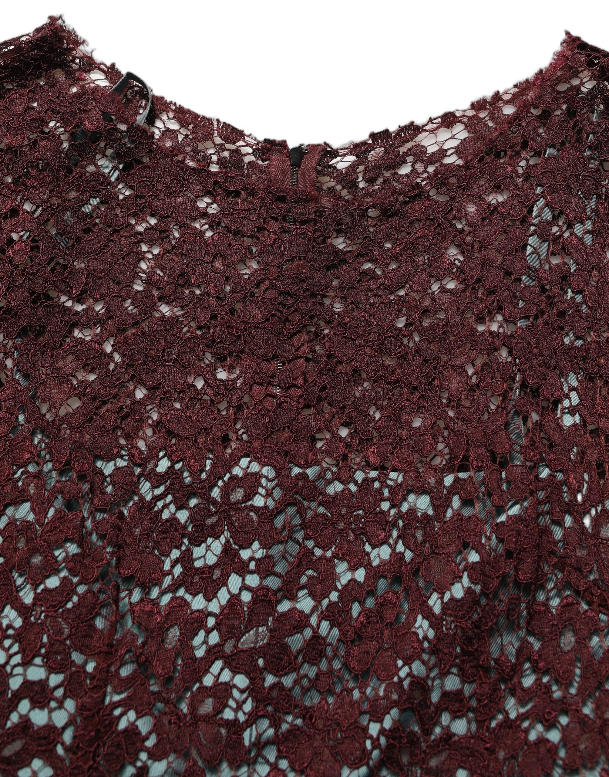Dolce & Gabbana Multicolor Floral Lace Taffeta Pleated Midi Women's Dress