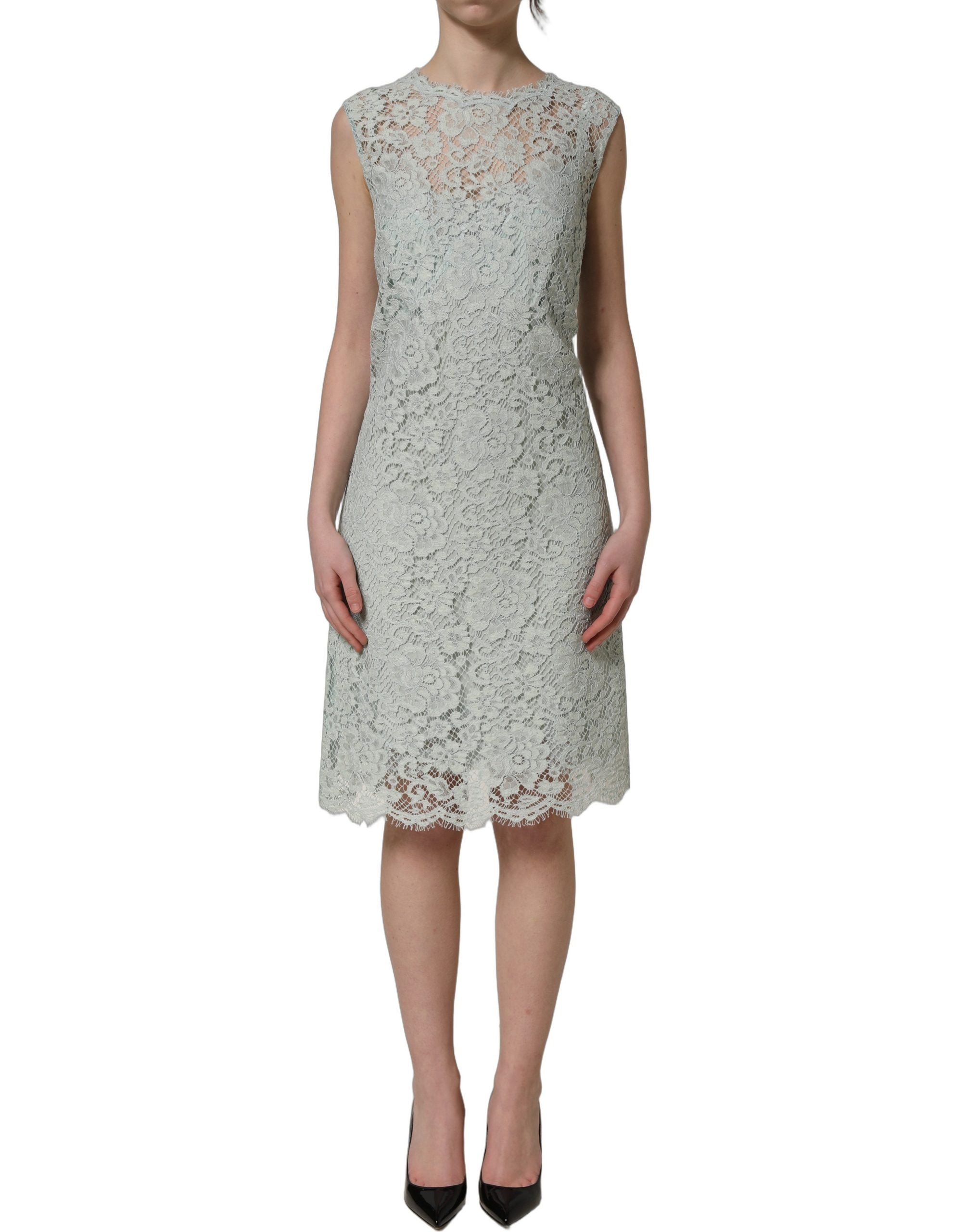 Dolce & Gabbana Mint Green Lace Sleeveless Knee Length Women's Dress