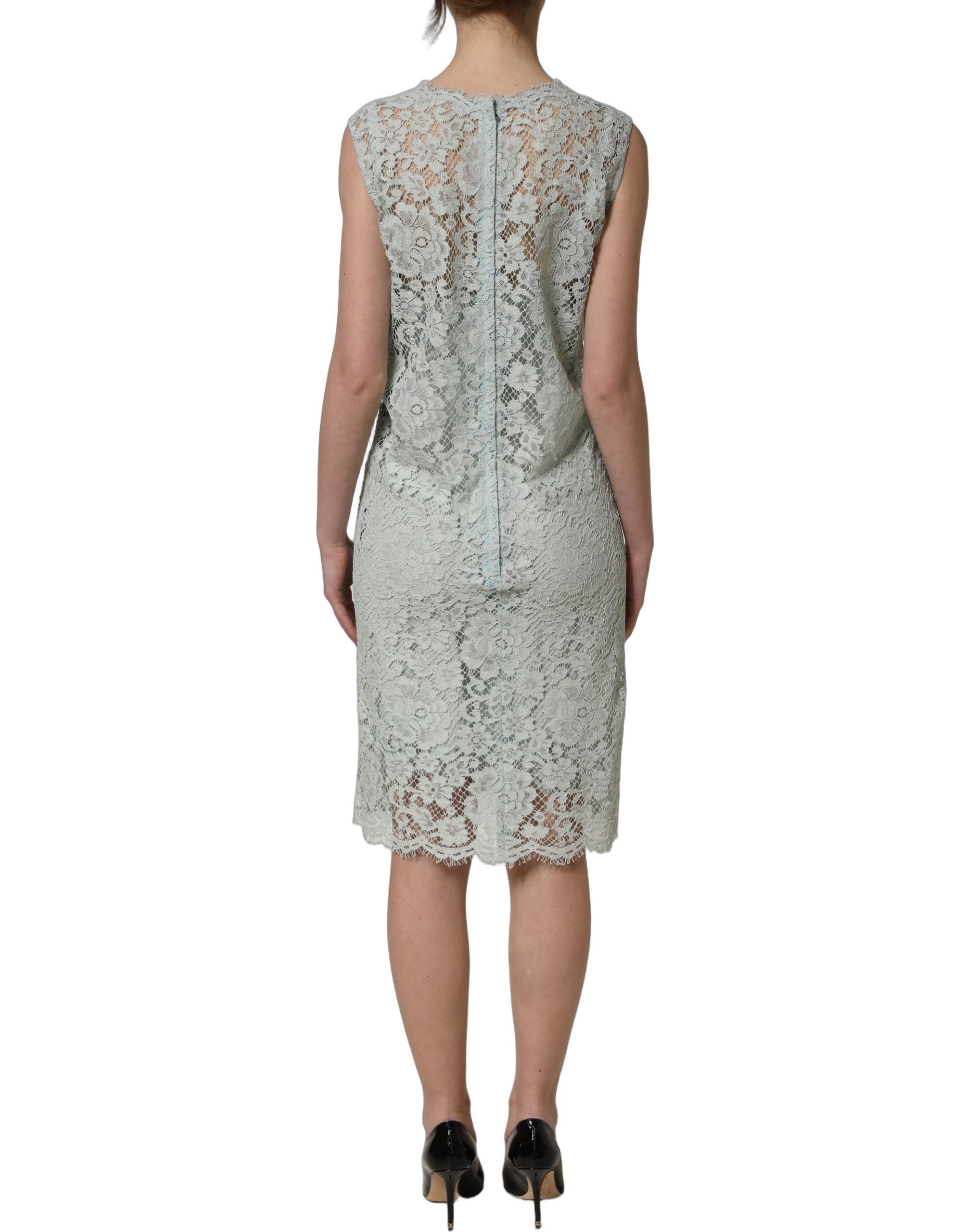 Dolce & Gabbana Mint Green Lace Sleeveless Knee Length Women's Dress
