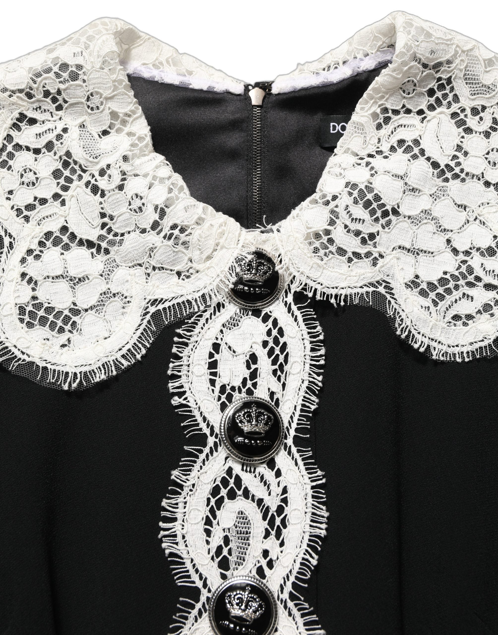 Dolce & Gabbana Black Lace Detailing Long Sleeves Midi Women's Dress