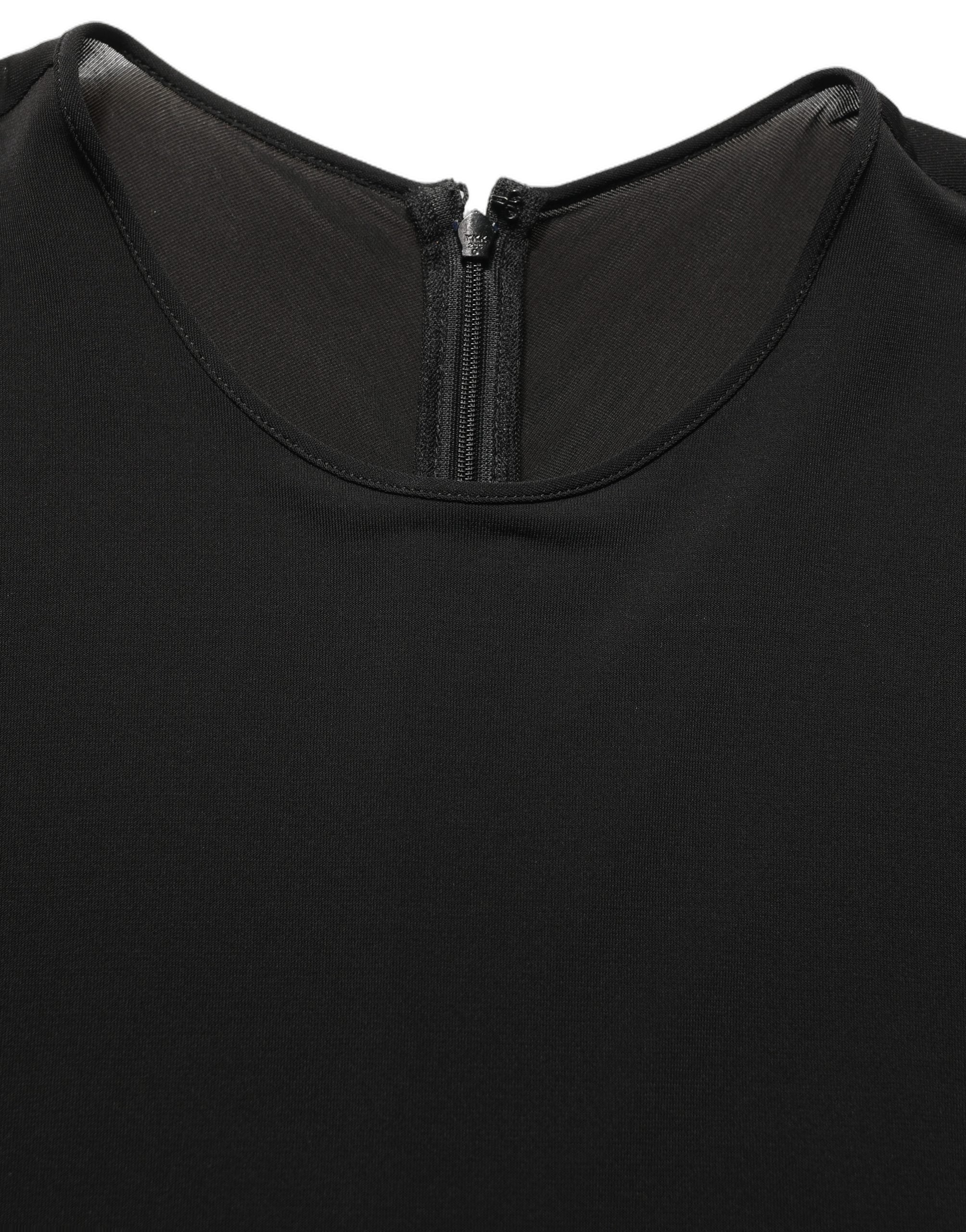 Dolce & Gabbana Black Cotton Long Sleeves Sheath Maxi Women's Dress