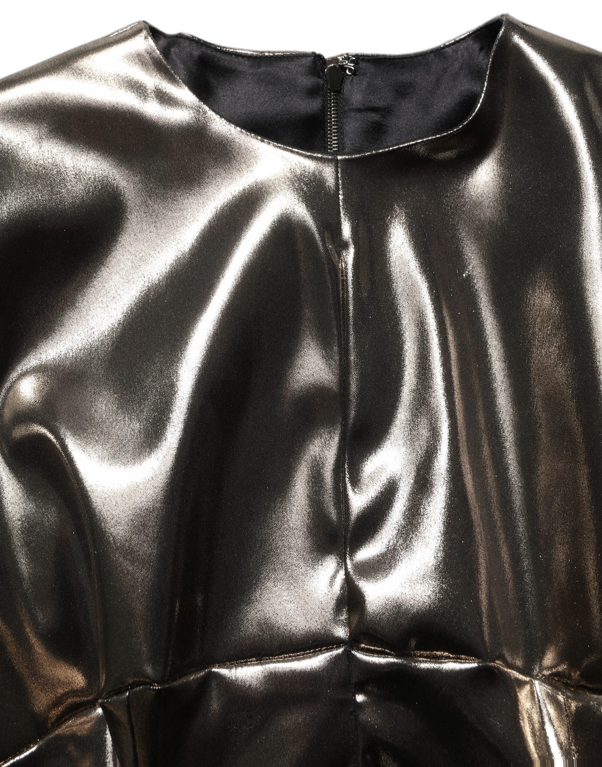 Dolce & Gabbana Metallic Gold Polyester LongSleeve Maxi Women's Dress