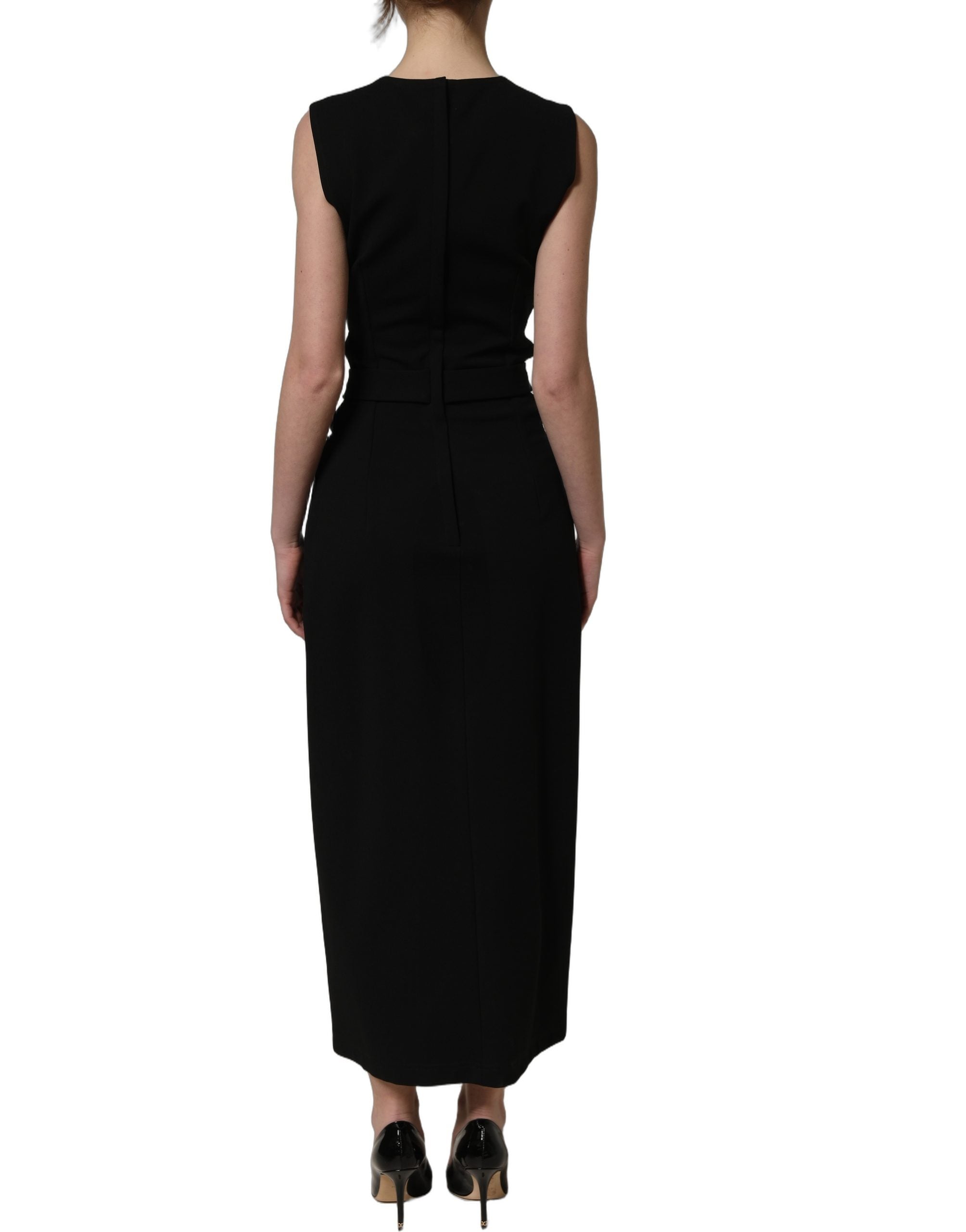 Dolce & Gabbana Black Cut Out Detail Sleeveless Maxi Women's Dress
