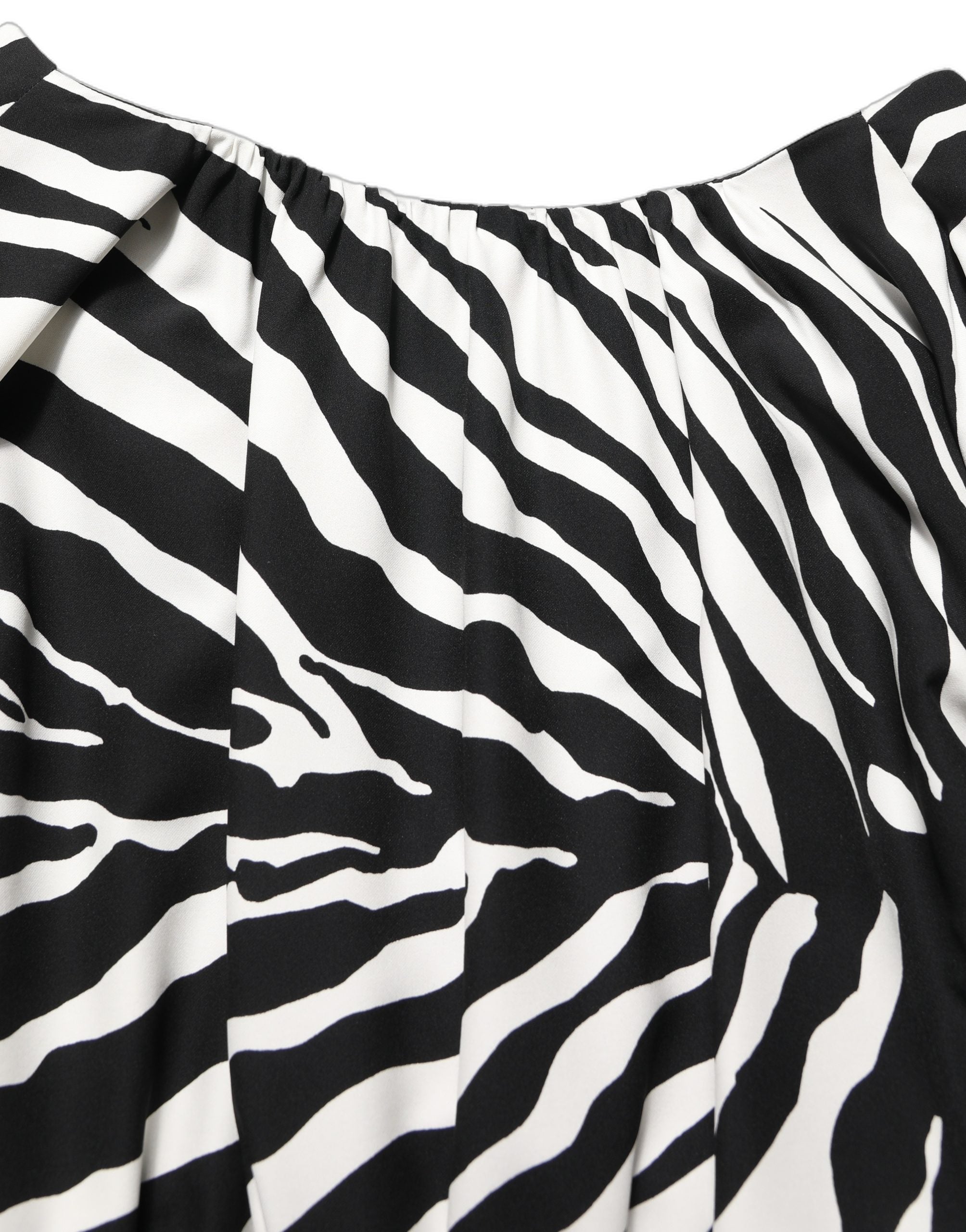 Dolce & Gabbana Black White Zebra Ruched Silk Mini Women's Dress