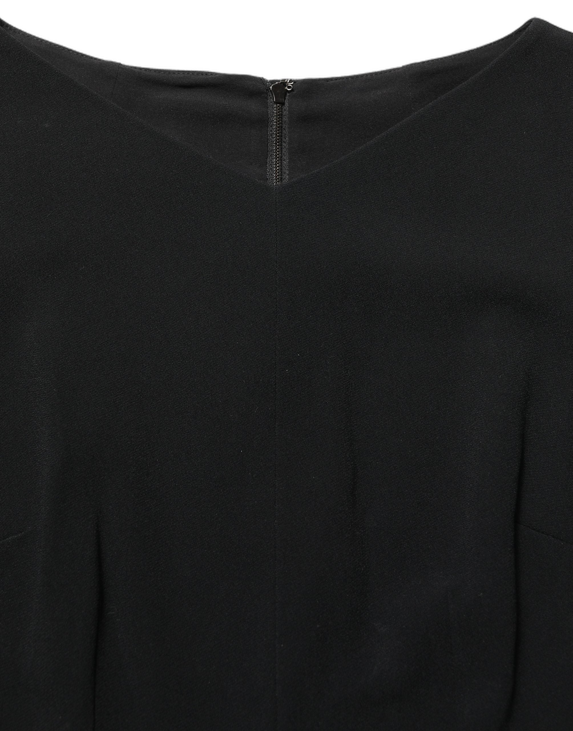 Dolce & Gabbana Black Viscose Short Sleeve A-line Midi Women's Dress