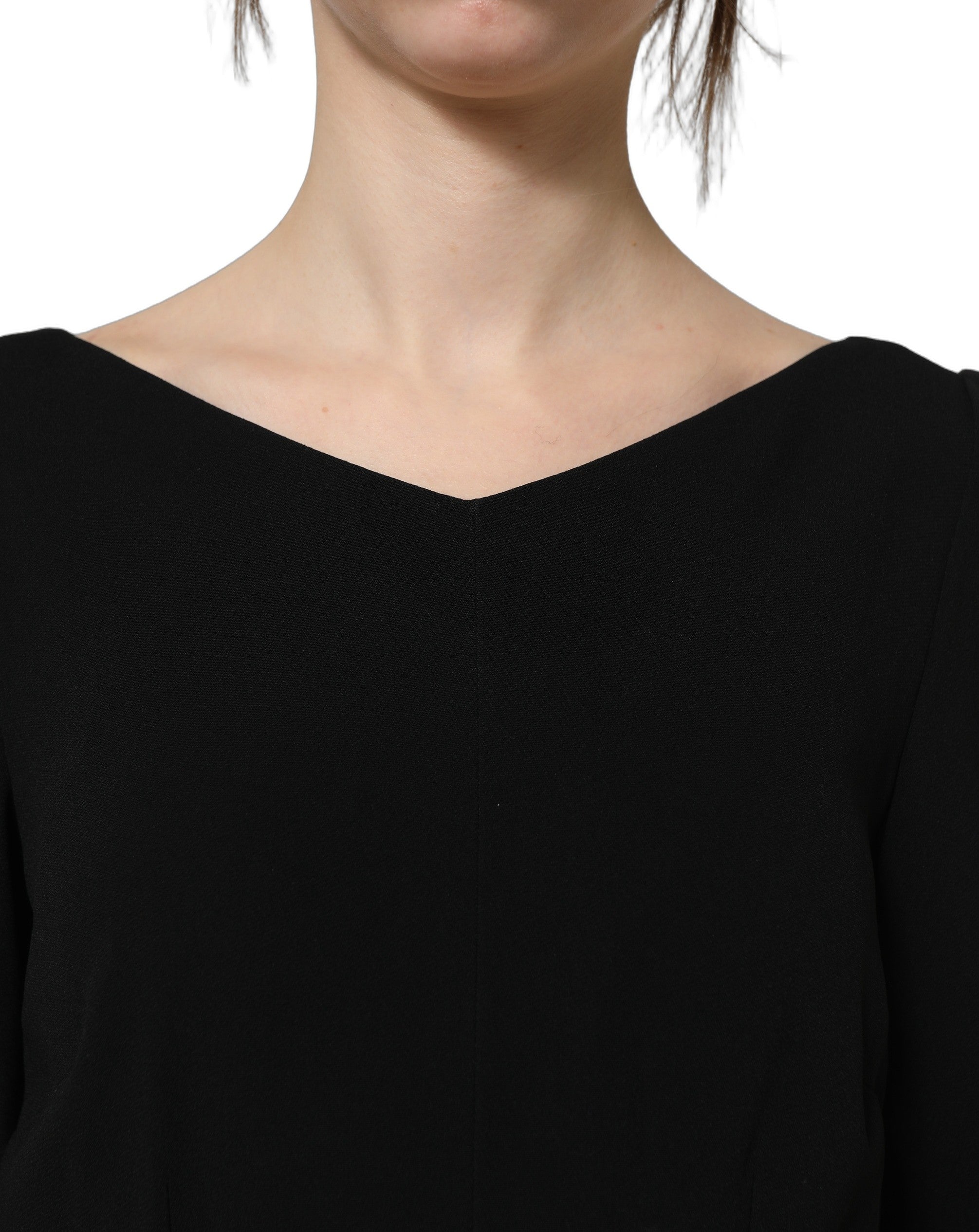 Dolce & Gabbana Black Viscose Short Sleeve A-line Midi Women's Dress