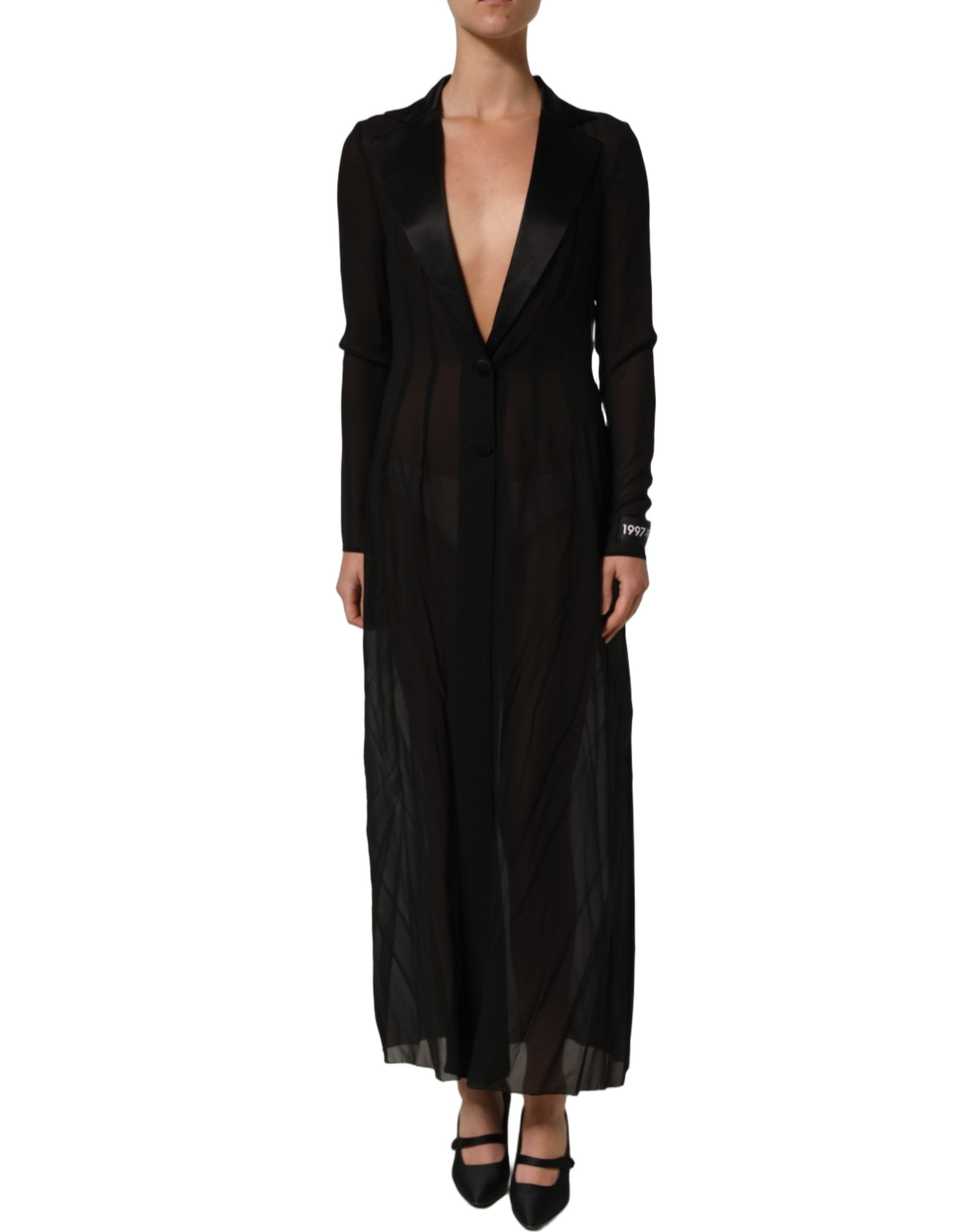 Dolce & Gabbana Black Silk Sheer Chiffon Long Maxi Women's Dress