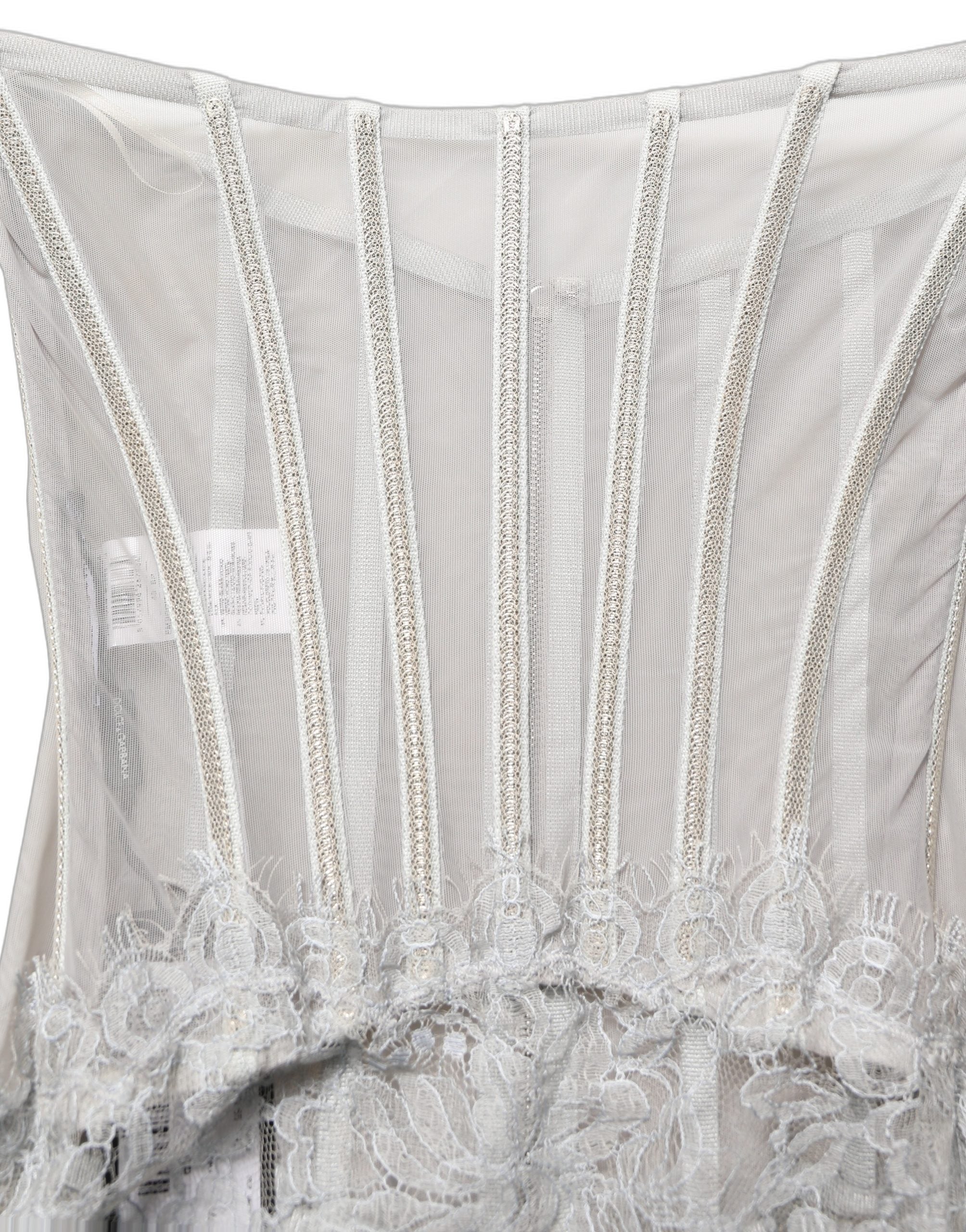 Dolce & Gabbana Gray Lace Corset Style Bodice Maxi Women's Dress
