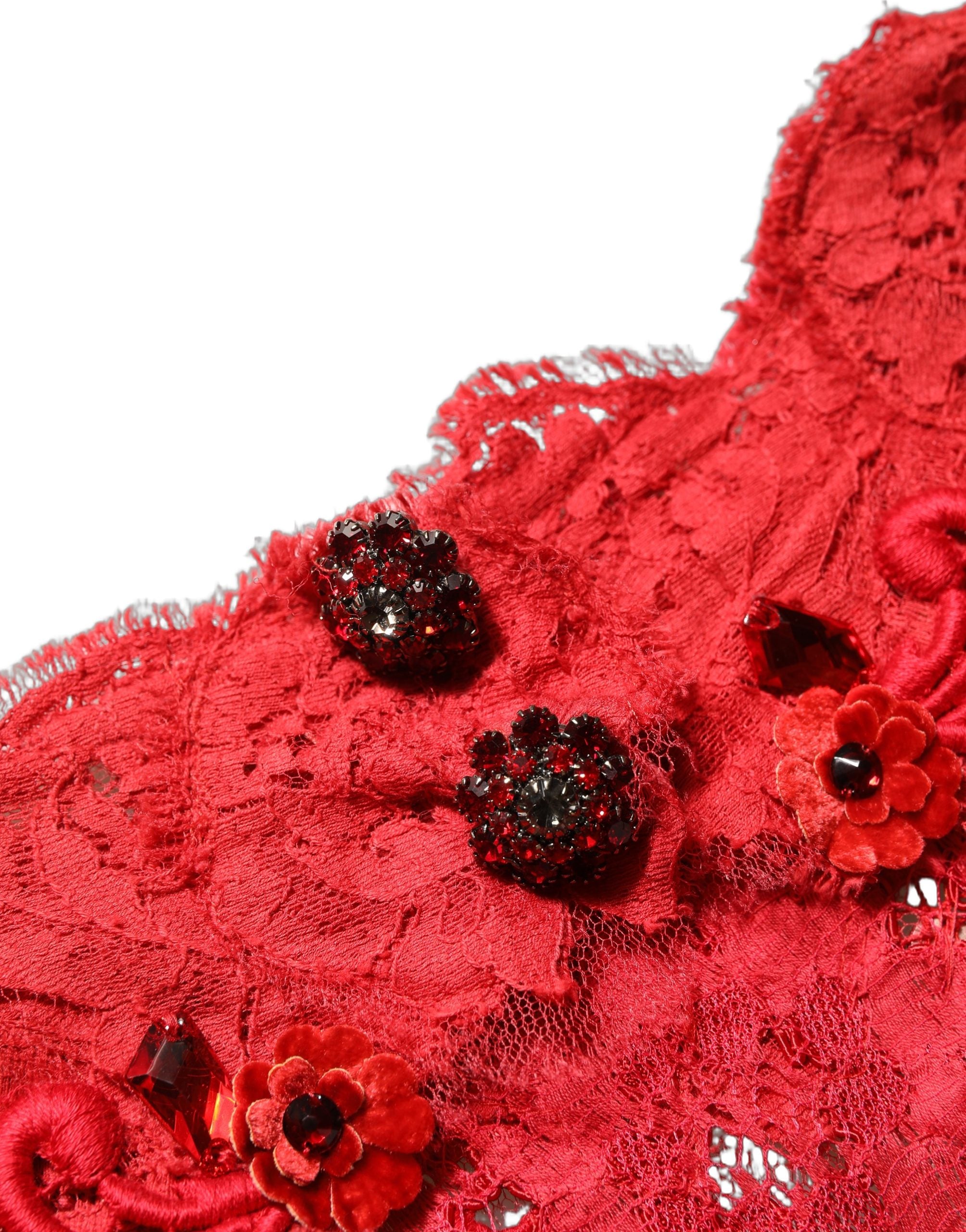 Dolce & Gabbana Red Embellished Mermaid Long Gown Women's Dress (Pre-Owned)