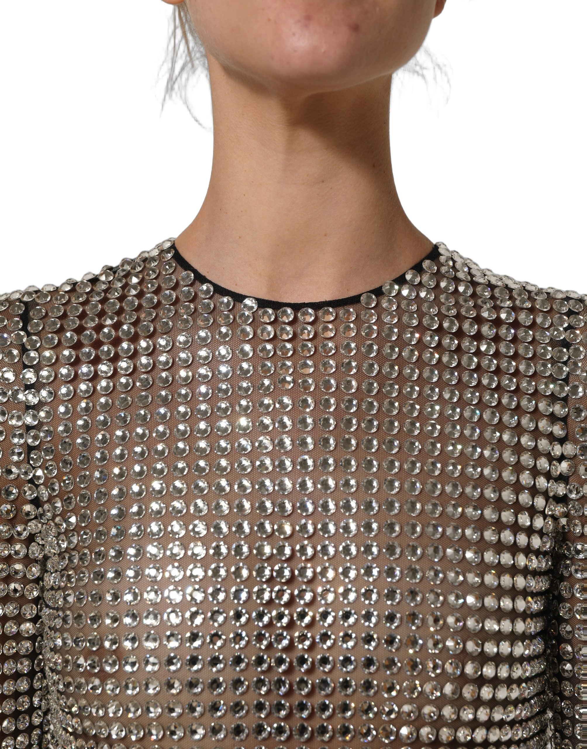 Dolce & Gabbana Beige Crystal Embellished Long Gown Women's Dress