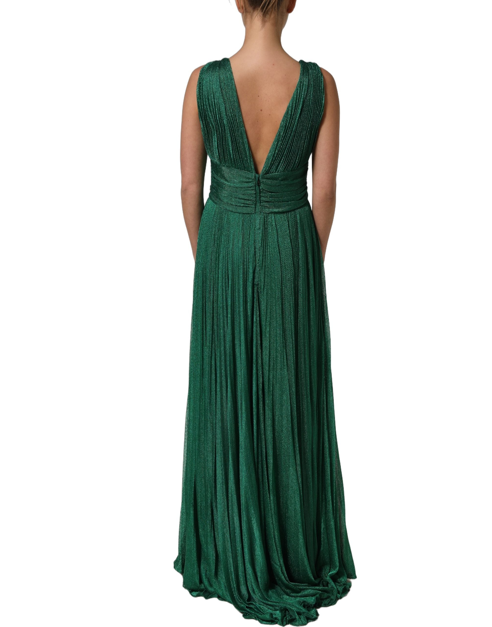 Dolce & Gabbana Emerald Green Plissé Evening Gown Women's Dress (Pre-Owned)