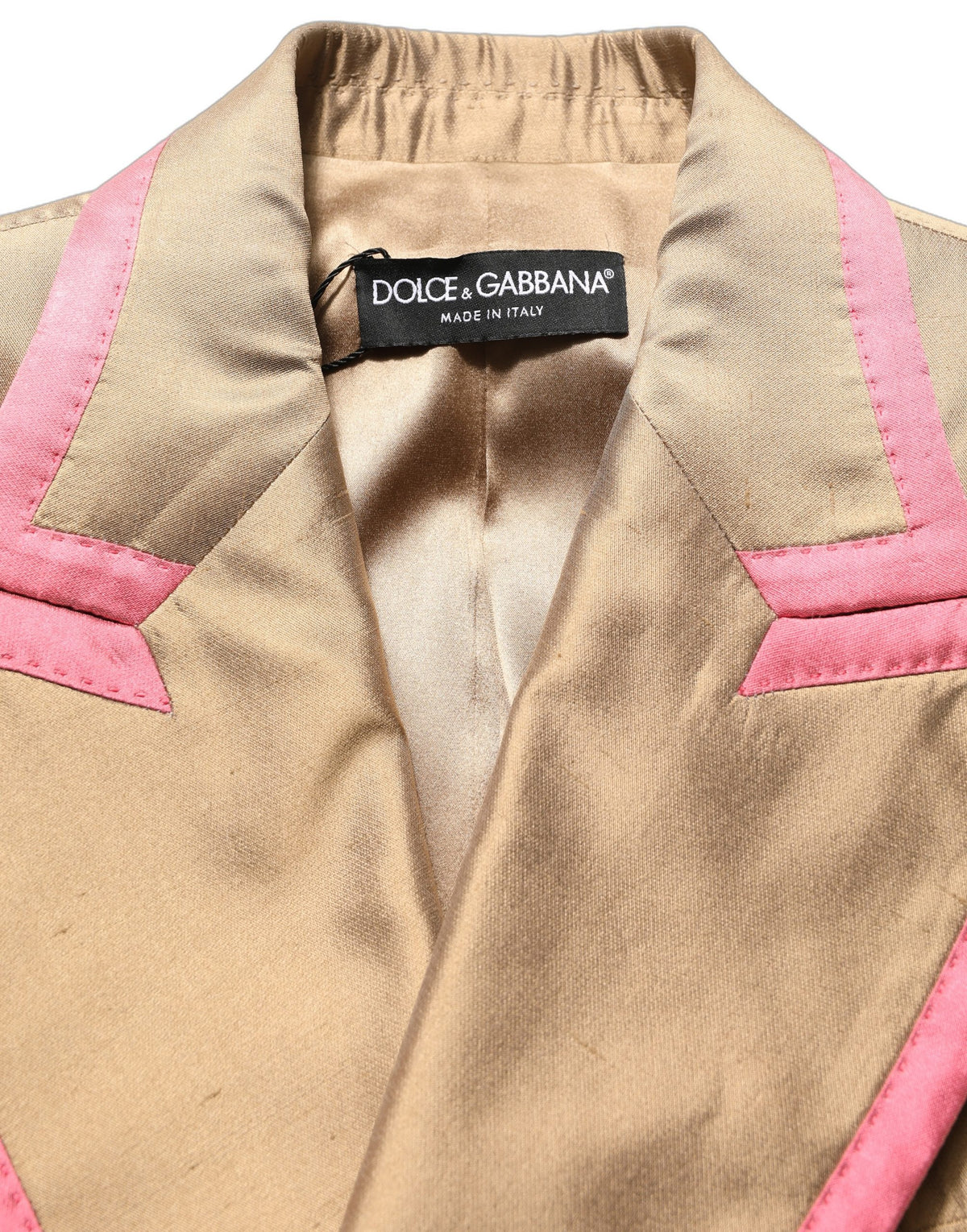 Dolce & Gabbana Gold Silk Double Breasted Coat Blazer Women's Jacket