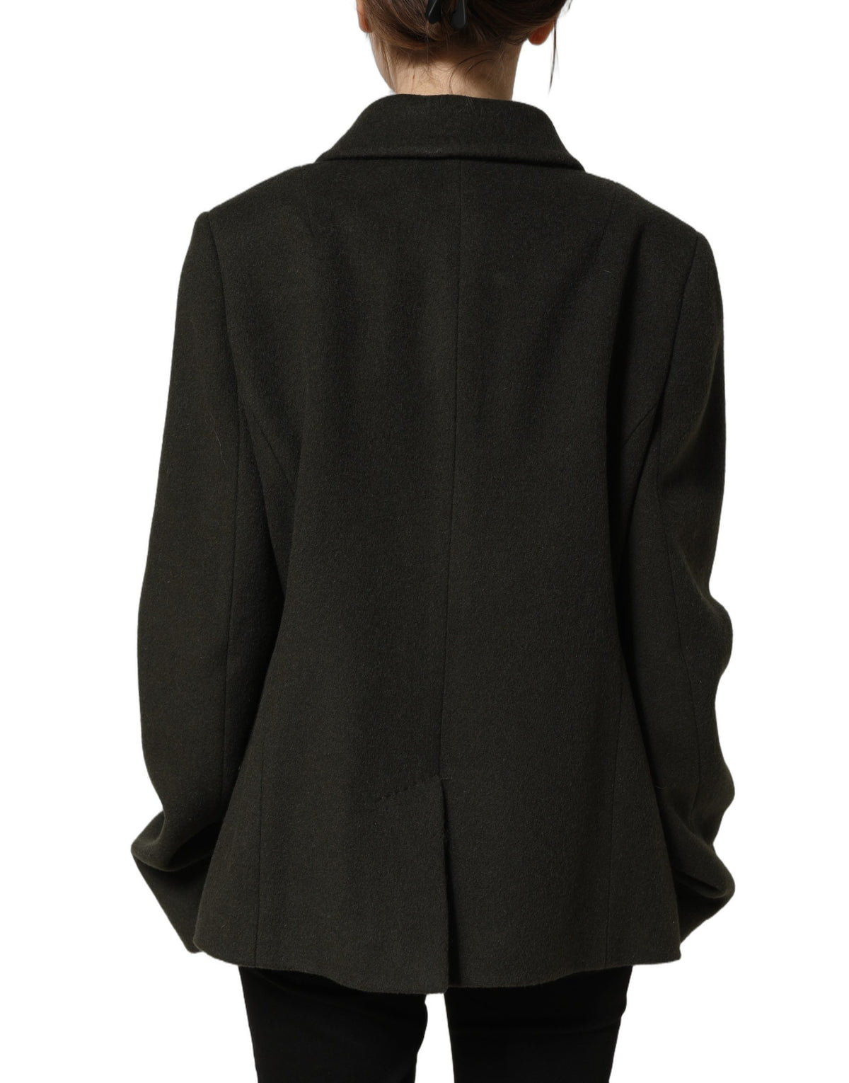 Dolce & Gabbana Dark Green Double Breasted Peacoat Women's Jacket