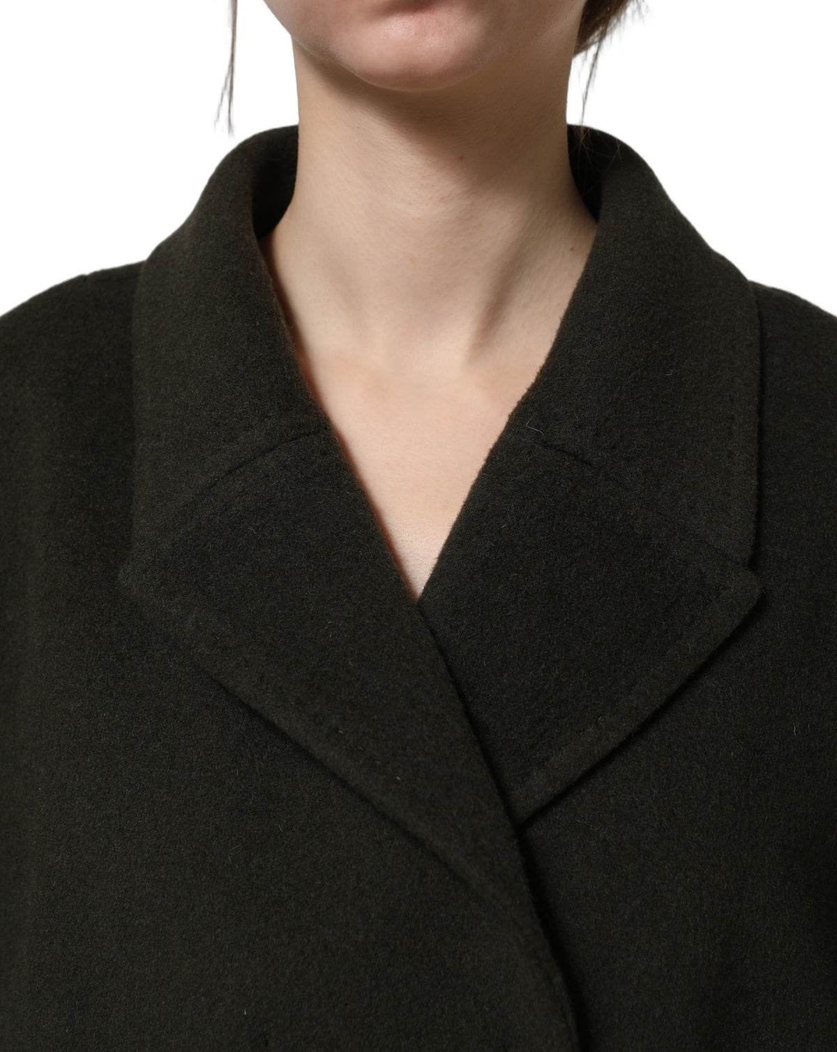 Dolce & Gabbana Dark Green Double Breasted Peacoat Women's Jacket