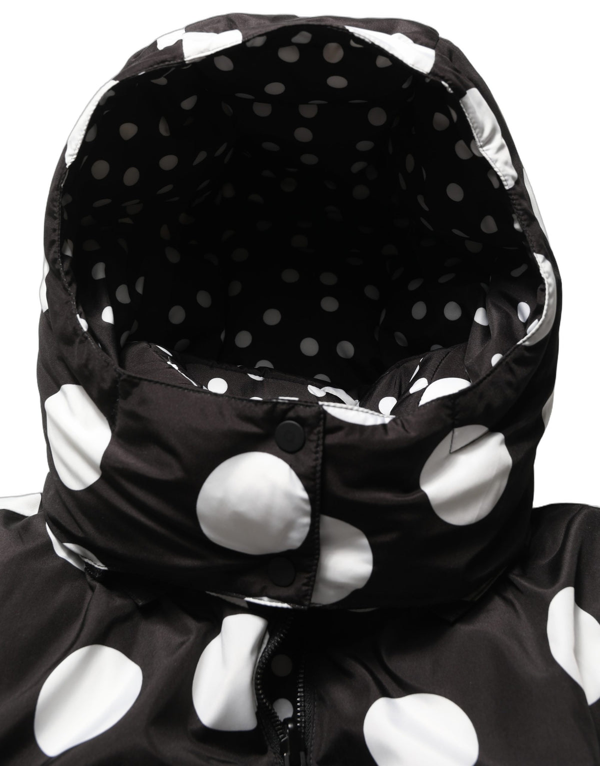 Dolce & Gabbana Black White Polka Dot Hooded Blouson Women's Jacket