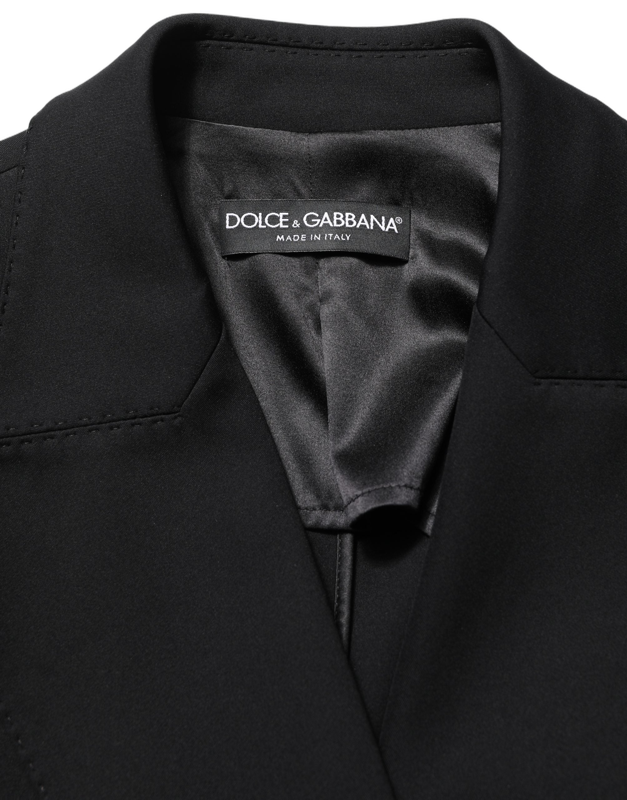 Dolce & Gabbana Black Double Breasted Crepe Blazer Women's Jacket