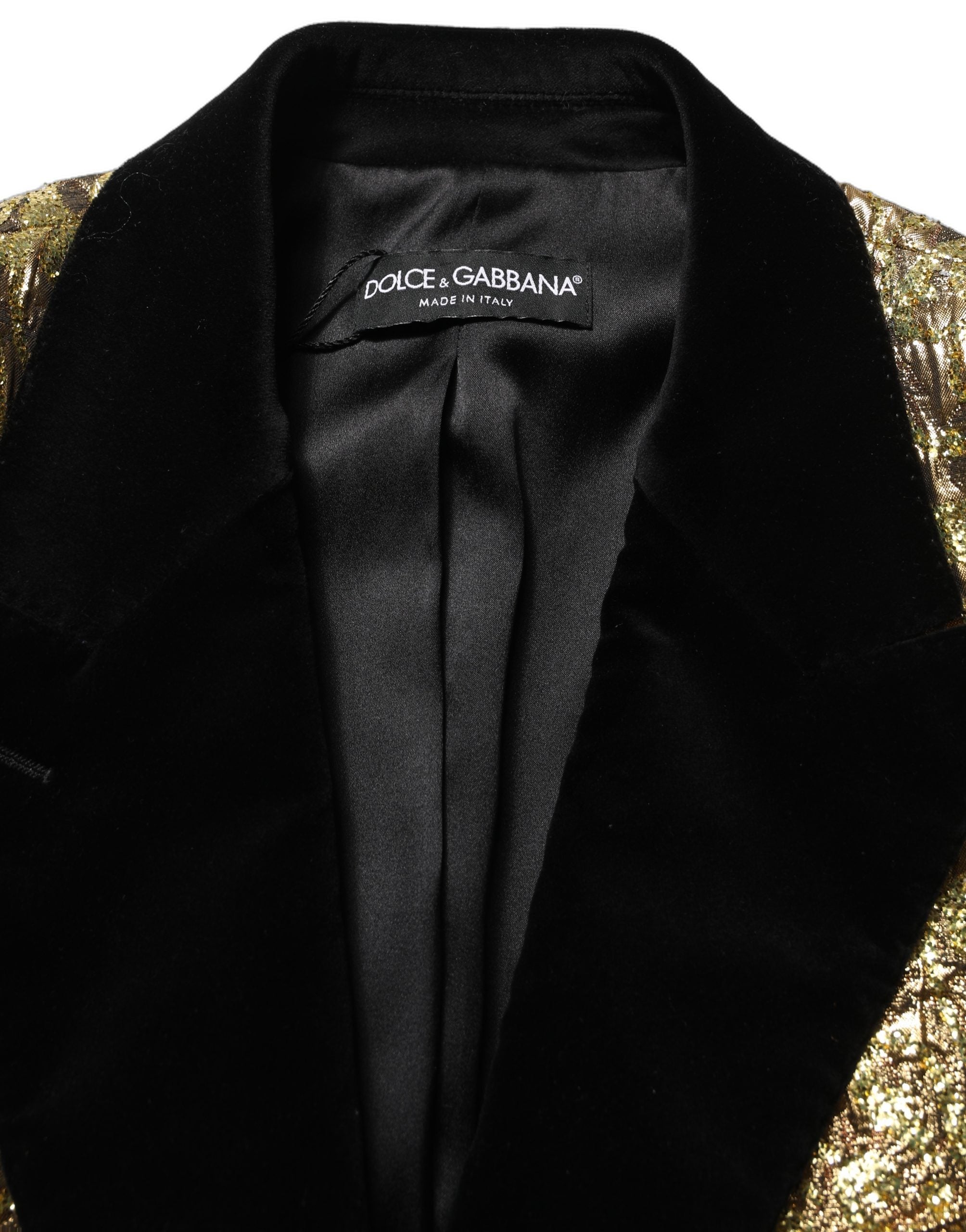 Dolce & Gabbana Gold Floral Jacquard Wool Trench Coat Women's Jacket
