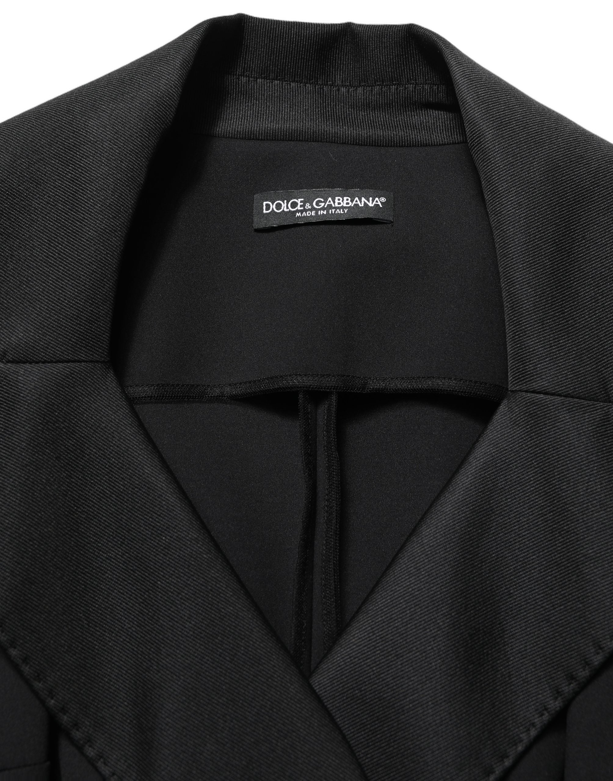 Dolce & Gabbana Black Nylon Double Breasted Coat Women's Jacket