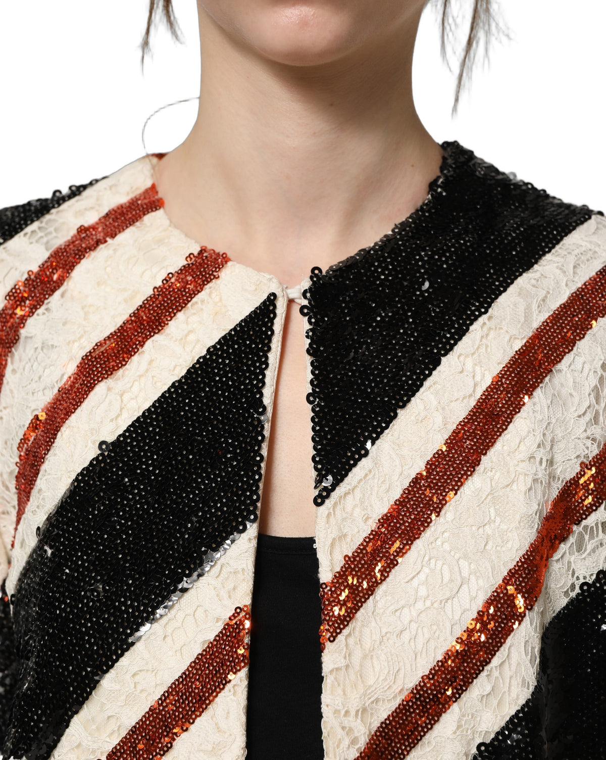 Dolce & Gabbana Multicolor Stripe Sequin Duster Coat Women's Jacket