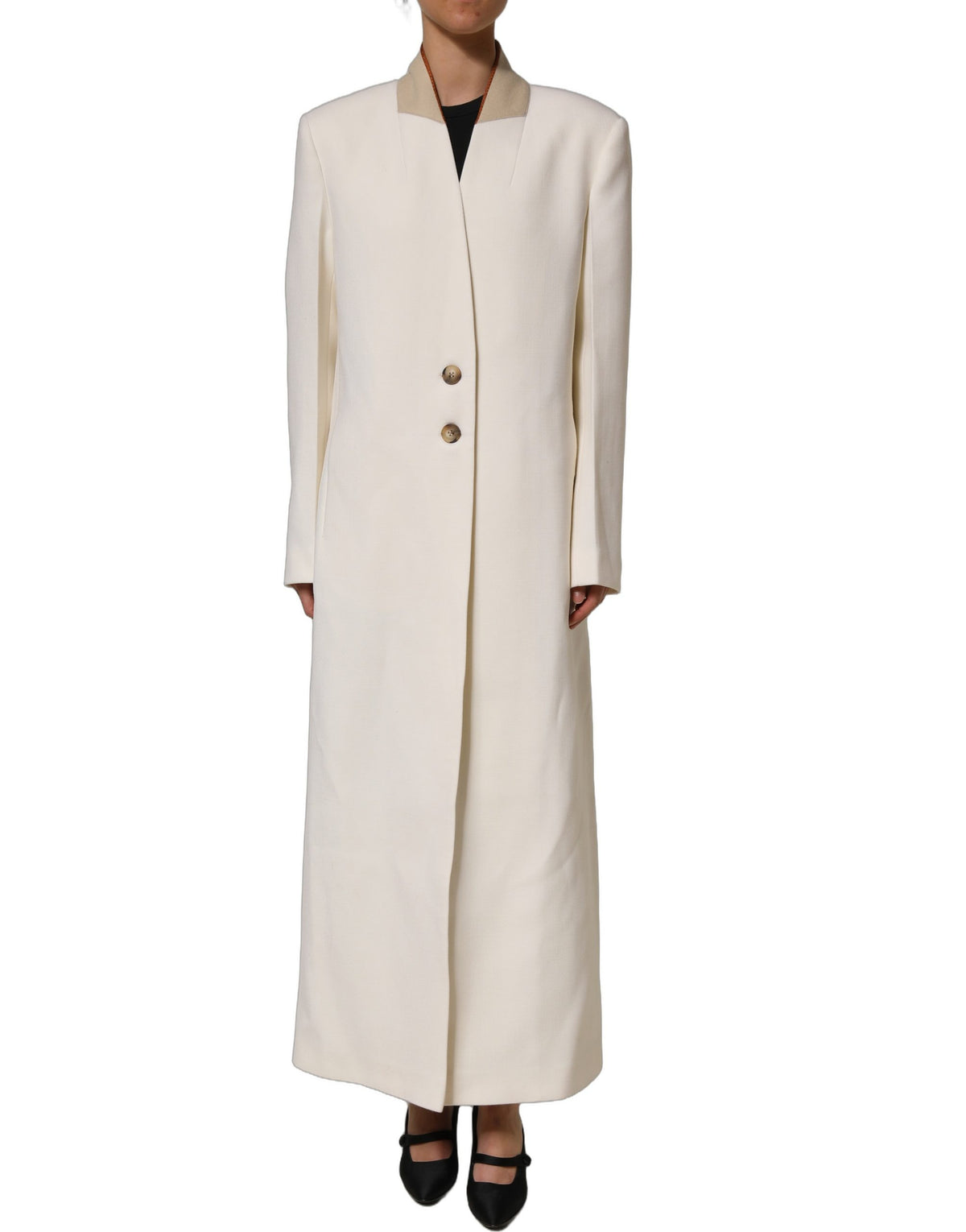 Di Stavnitser Antwerp White Wool Long Trench Coat Women's Jacket (Pre-Owned)